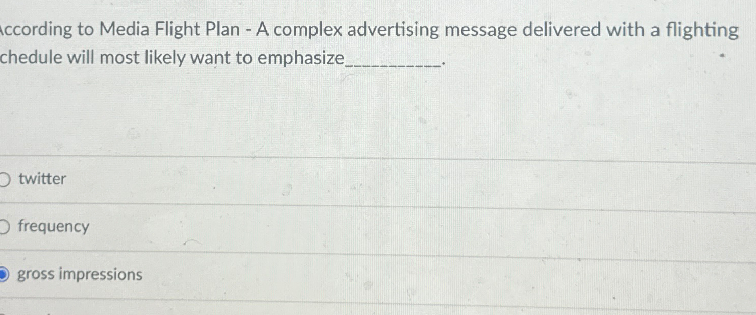  Iccording to Media Flight Plan - A complex advertising message delivered