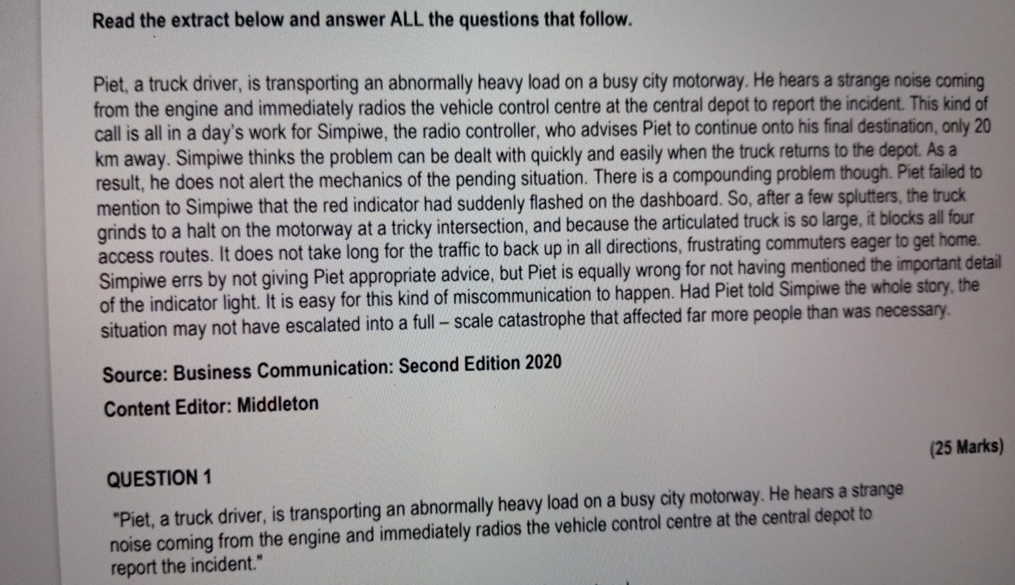  Read the extract below and answer ALL the questions that follow.