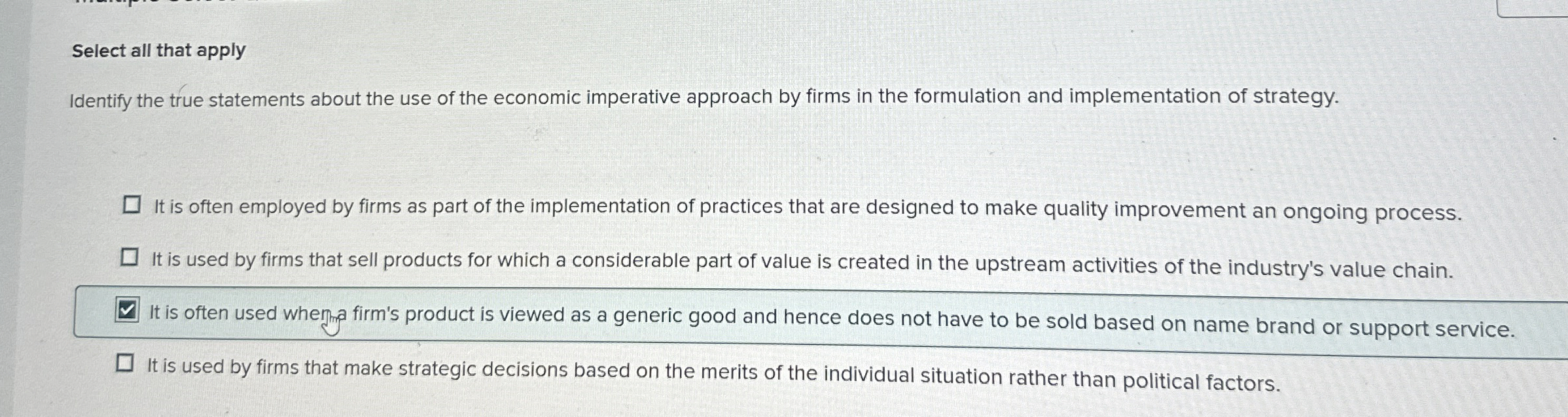  Select all that apply Identify the true statements about the use