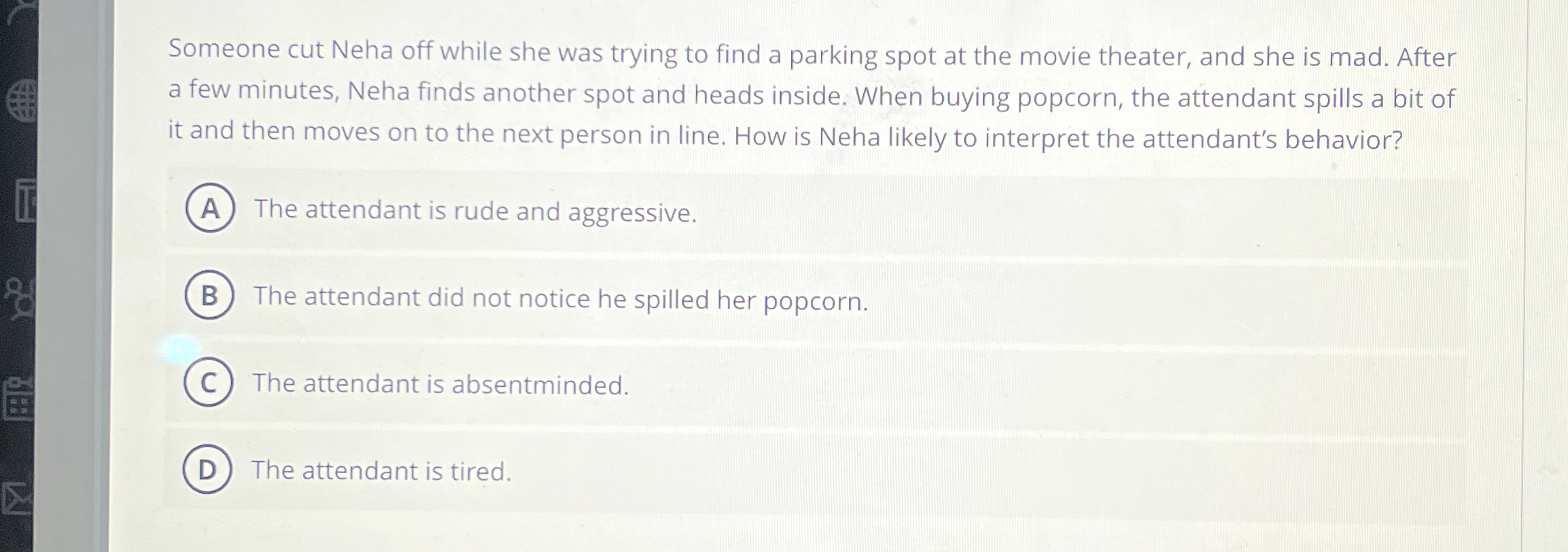  Someone cut Neha off while she was trying to find a