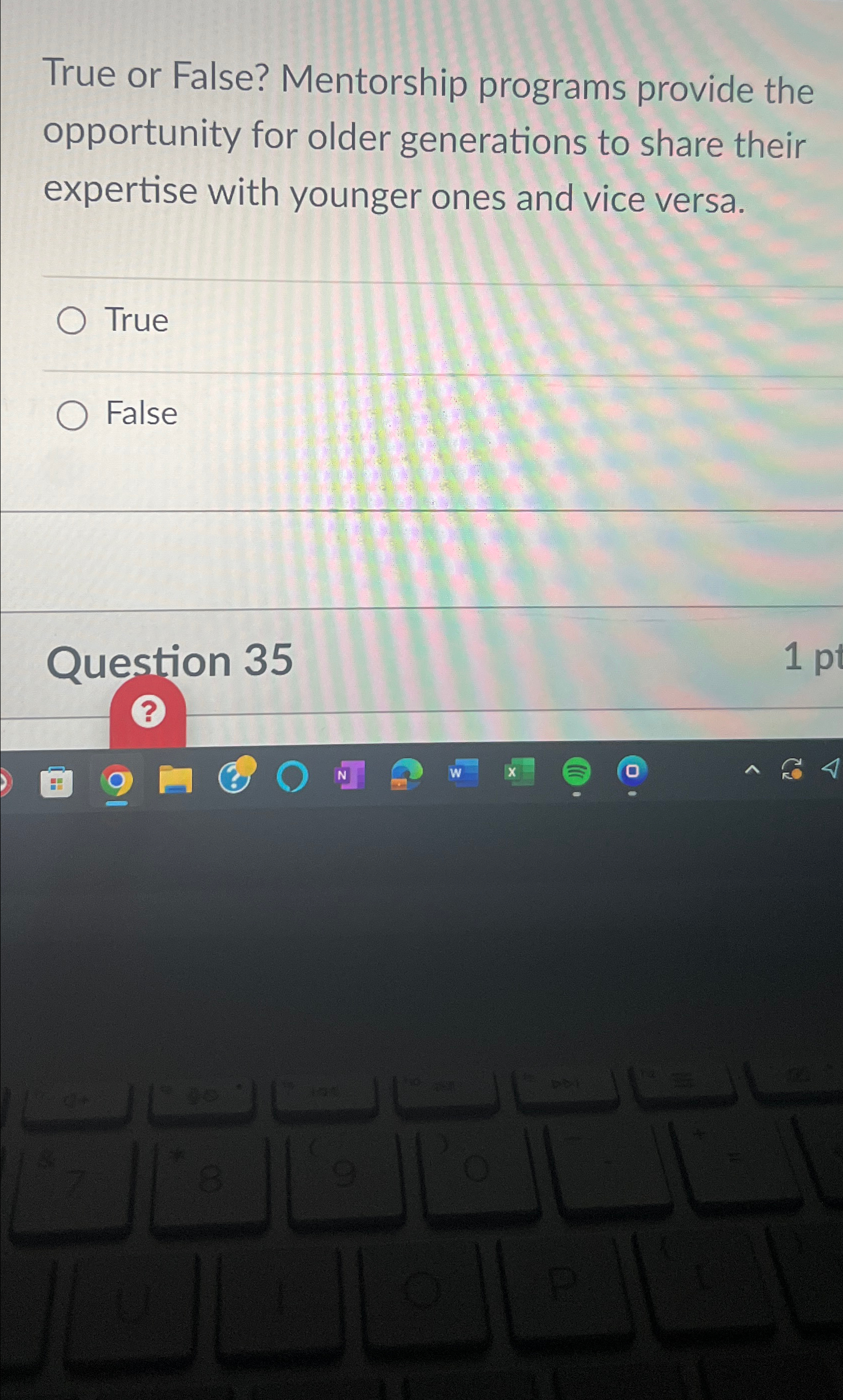  True or False? Mentorship programs provide the opportunity for older generations