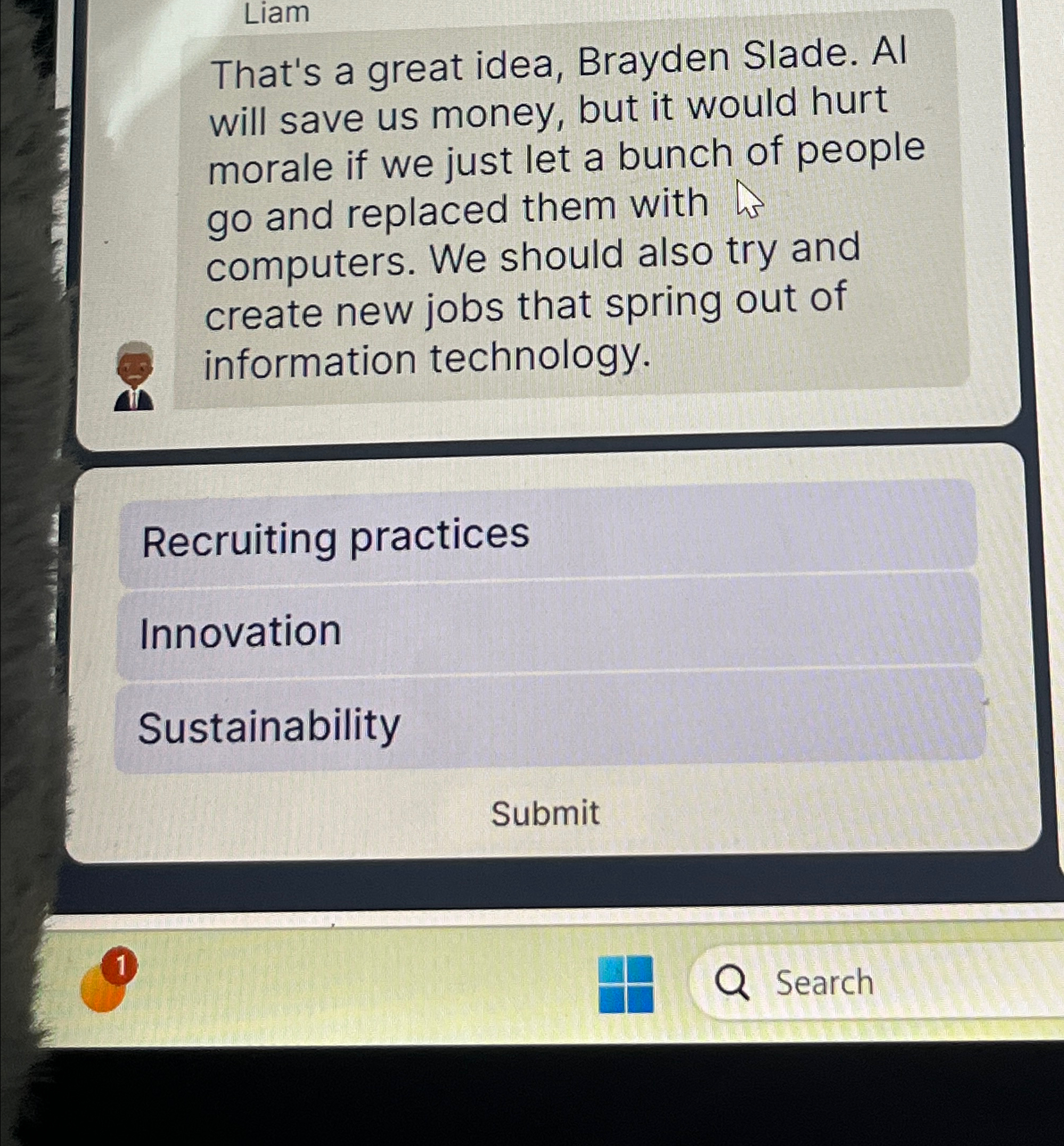  Liam That's a great idea, Brayden Slade. Al will save us