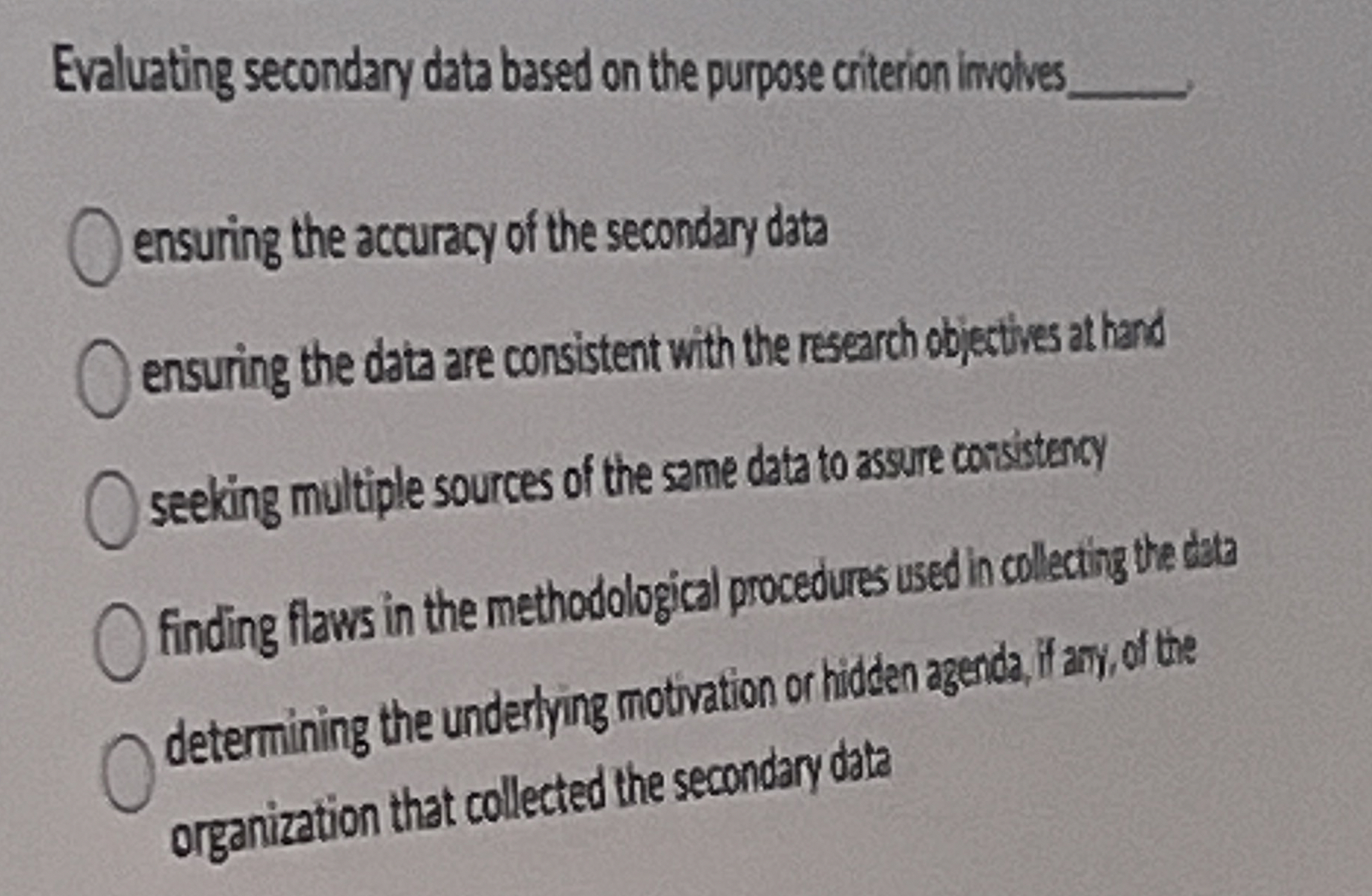  Evaluating secondary data based on the purpose criterion iluoves ensuring the