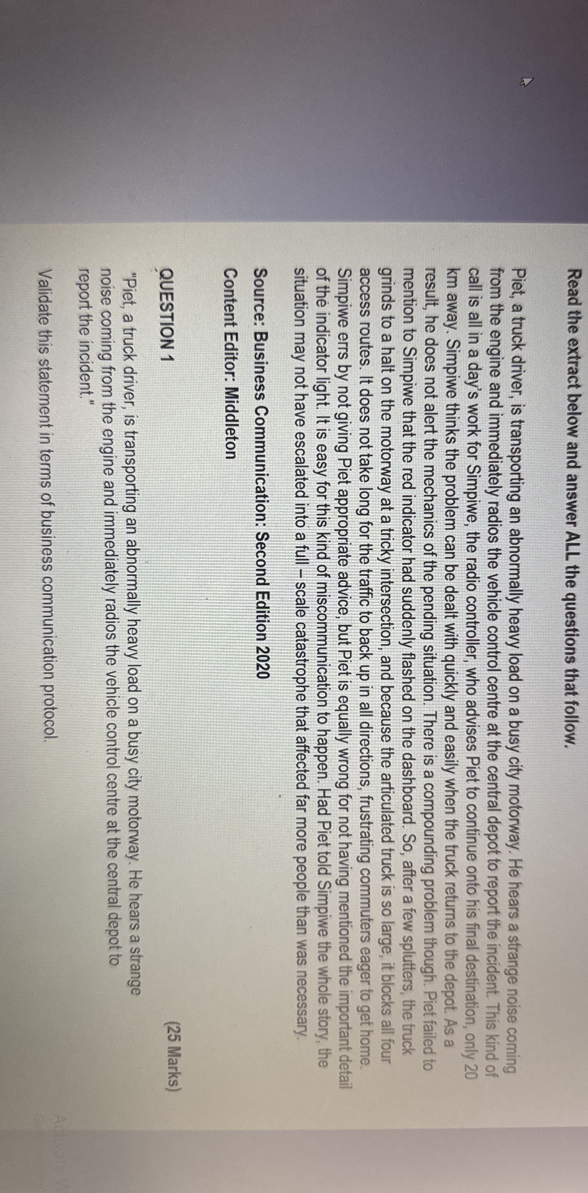  Read the extract below and answer ALL the questions that follow.