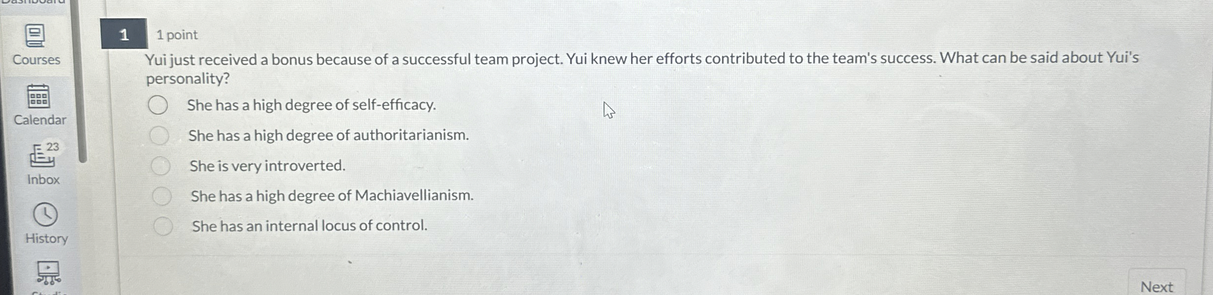  11 point Courses Yui just received a bonus because of a