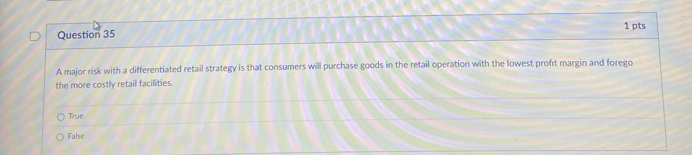  Question 35 A major risk with a differentiated retail strategy is