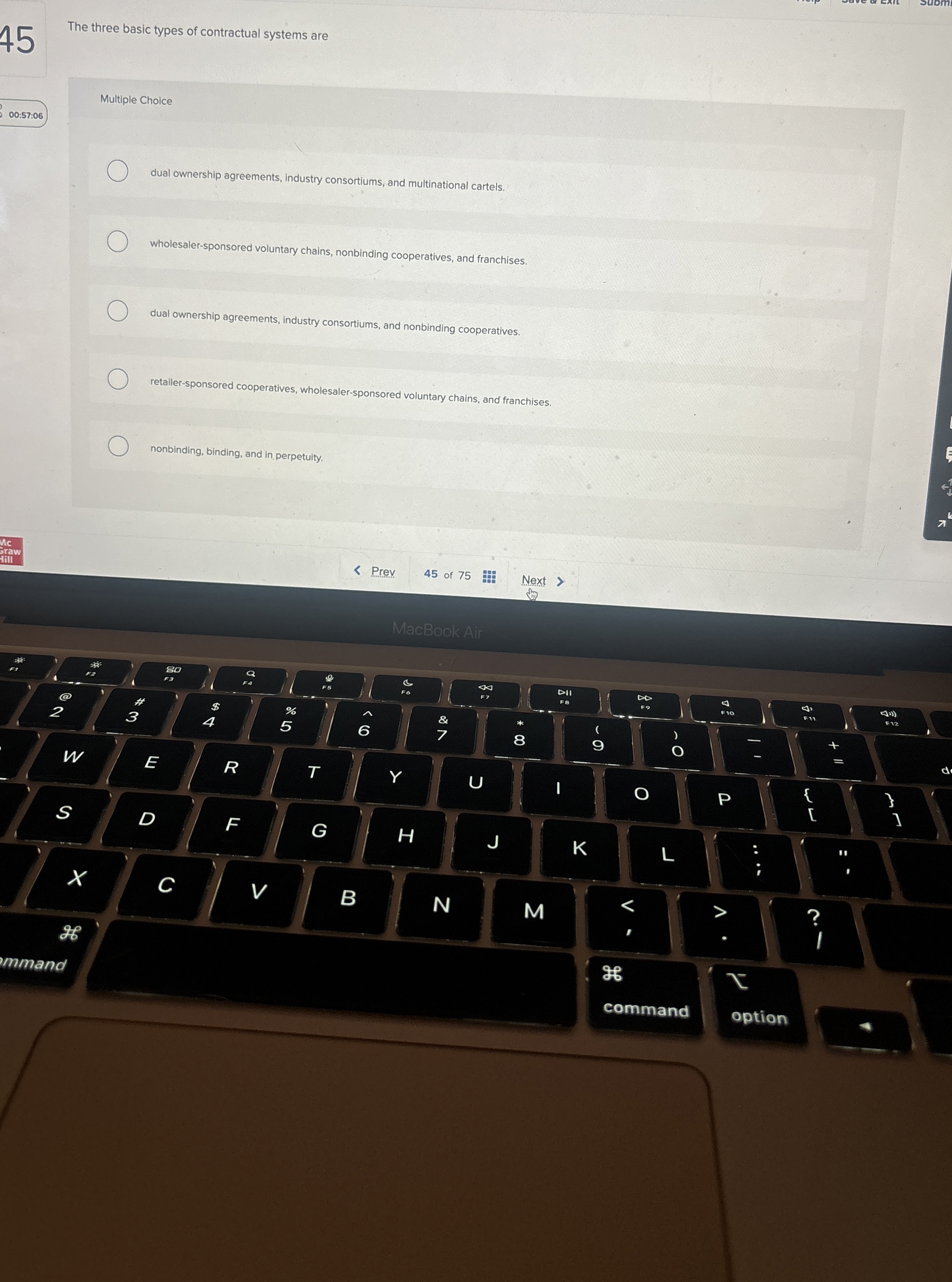  45 The three basic types of contractual systems are Multiple Choice