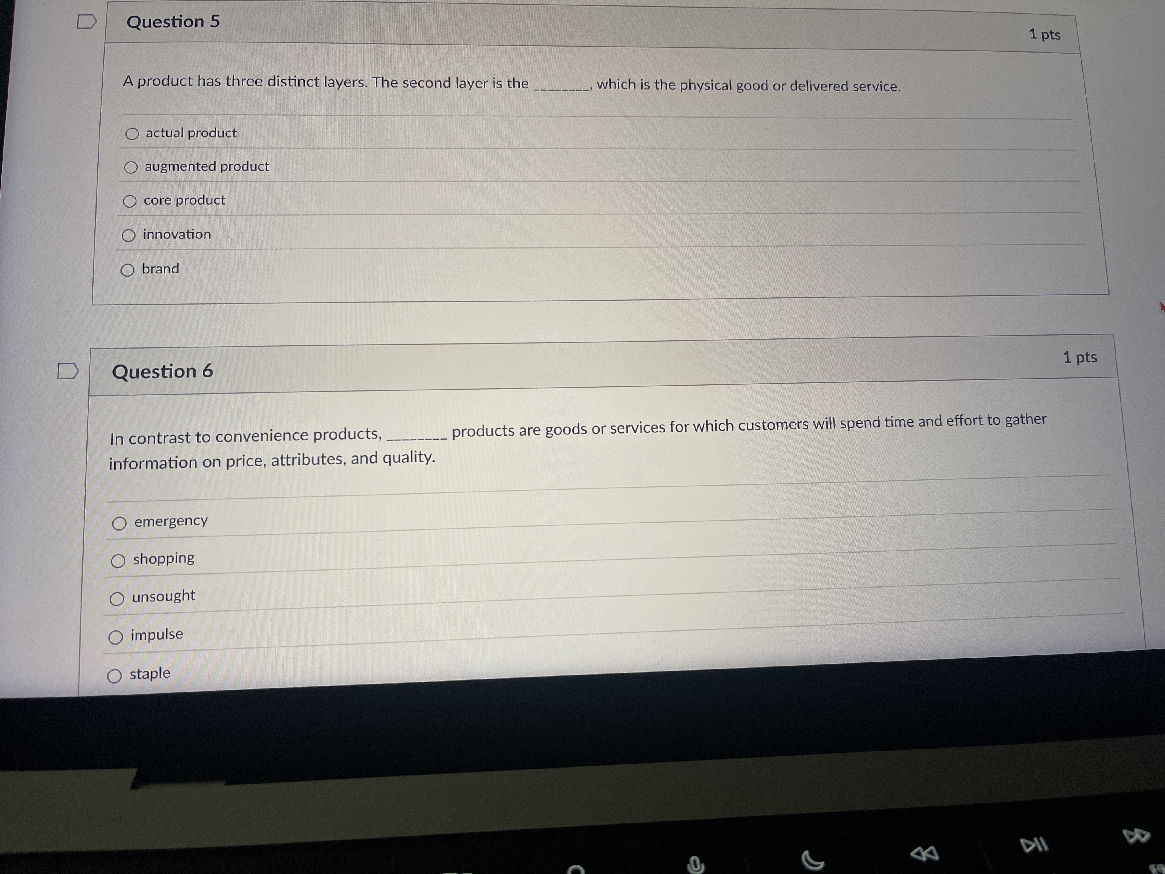  Question 5 A product has three distinct layers. The second layer