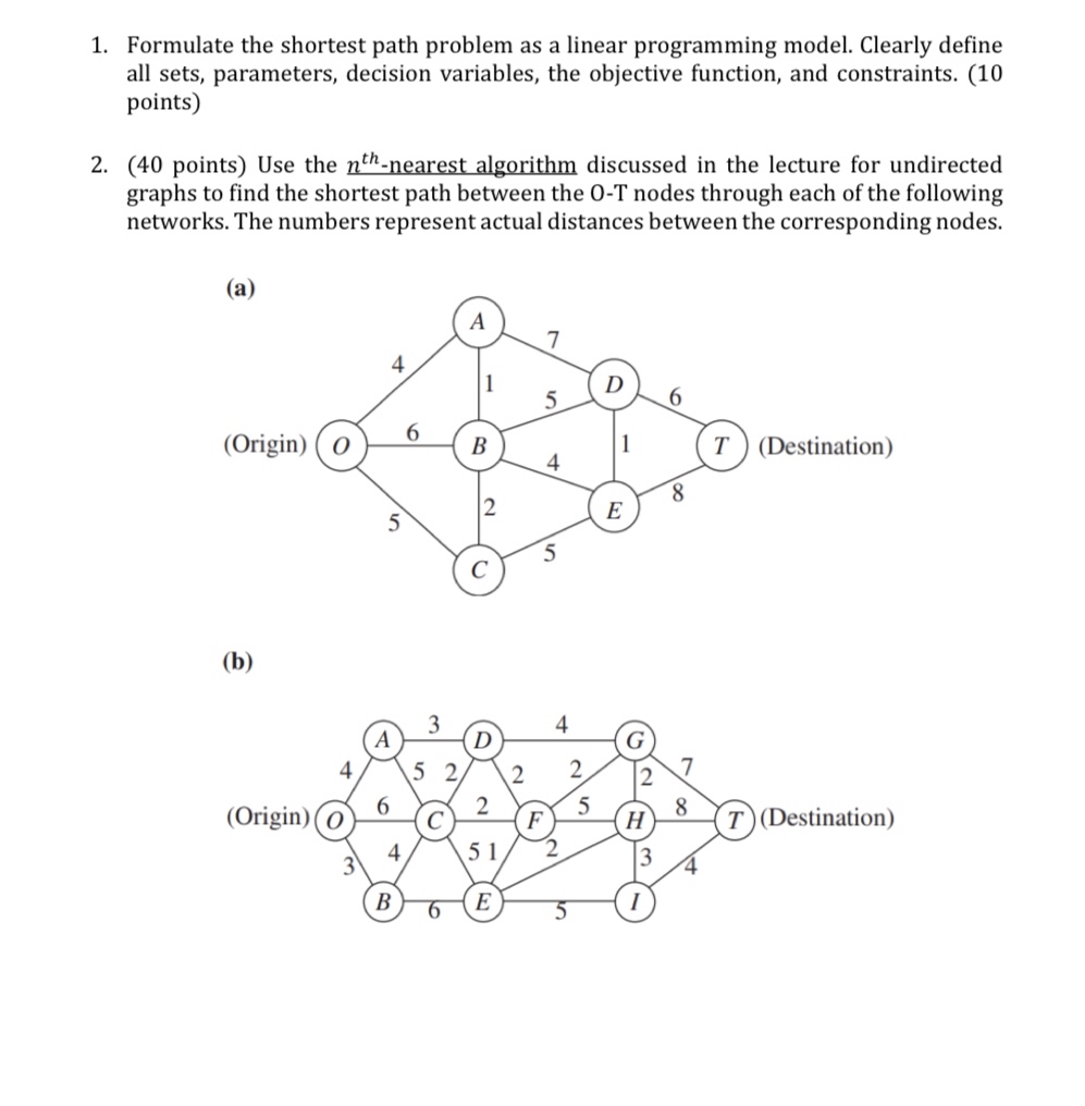  Formulate the shortest path problem as a linear programming model. Clearly