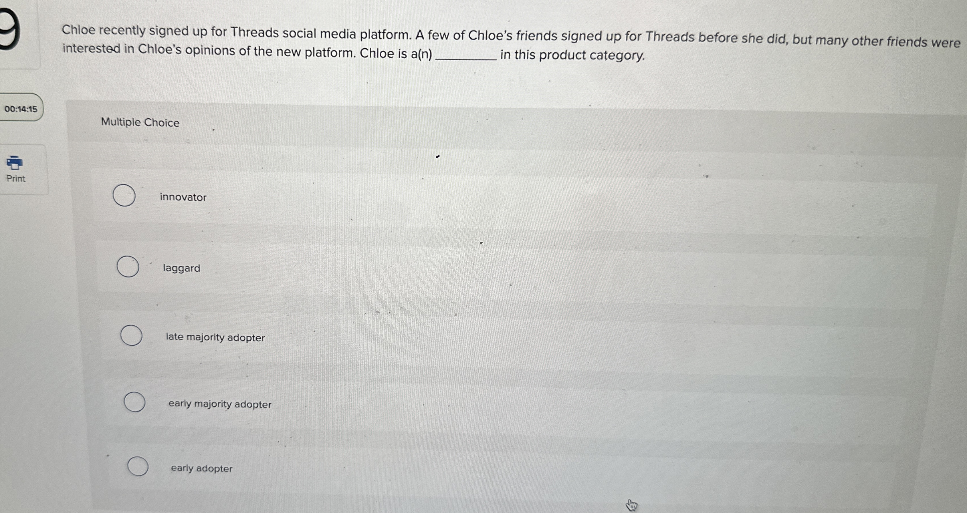  Chloe recently signed up for Threads social media platform. A few