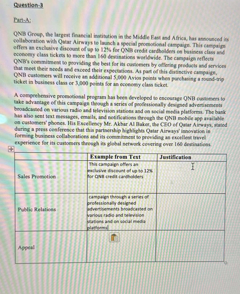  Question-3 Part-A: QNB Group, the largest financial institution in the Middle