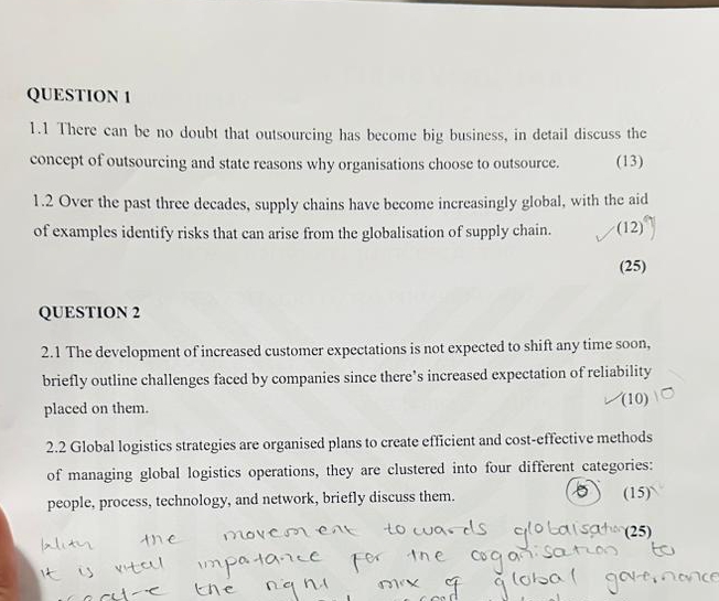  QUESTION 1 1.1 There can be no doubt that outsourcing has