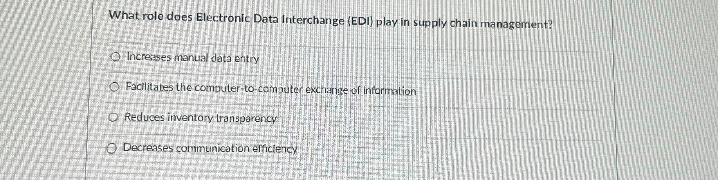  What role does Electronic Data Interchange (EDI) play in supply chain