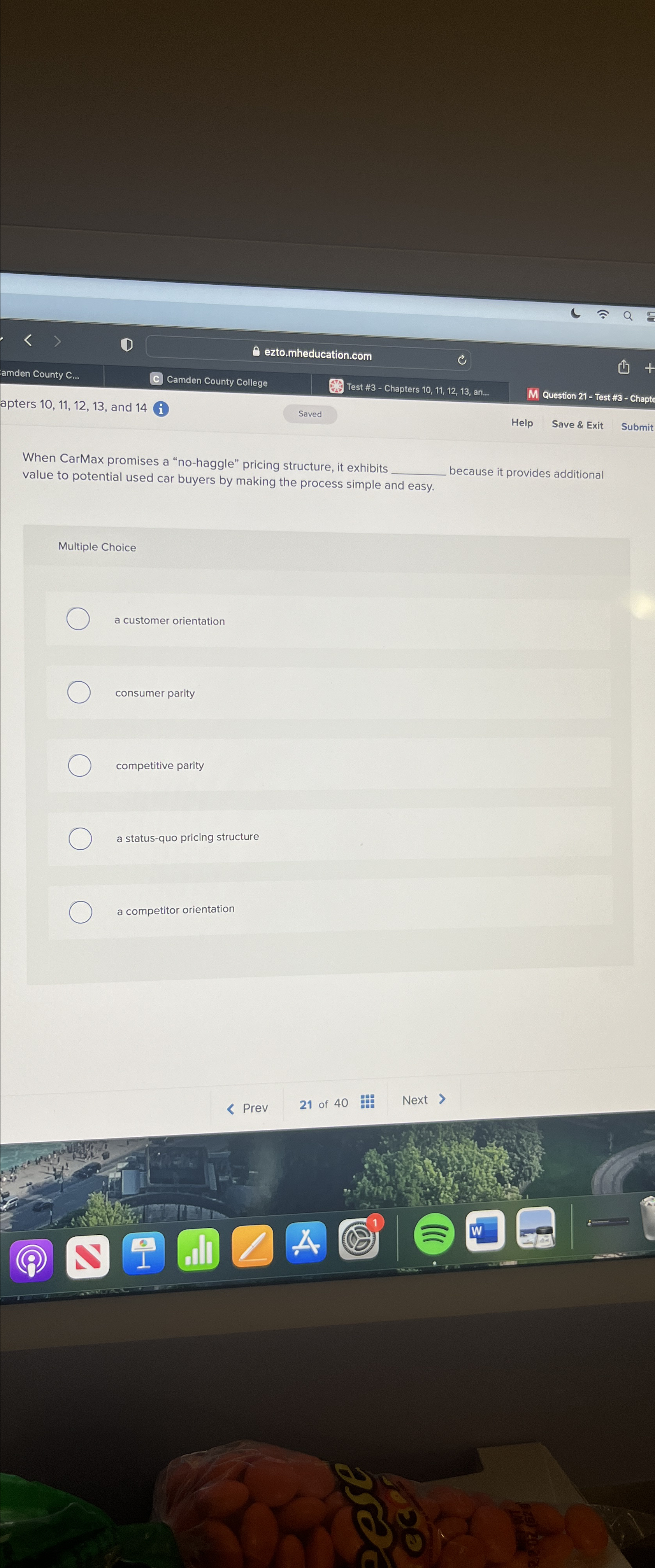  When CarMax promises a "no-haggle" pricing structure, it exhibits q, because