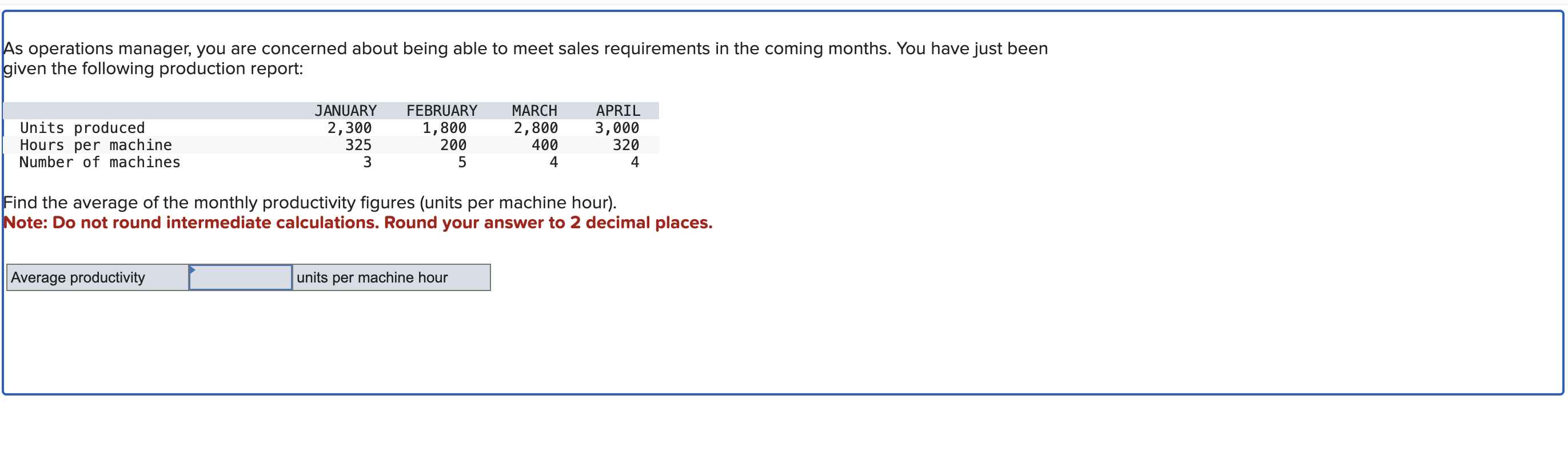  As operations manager, you are concerned about being able to meet