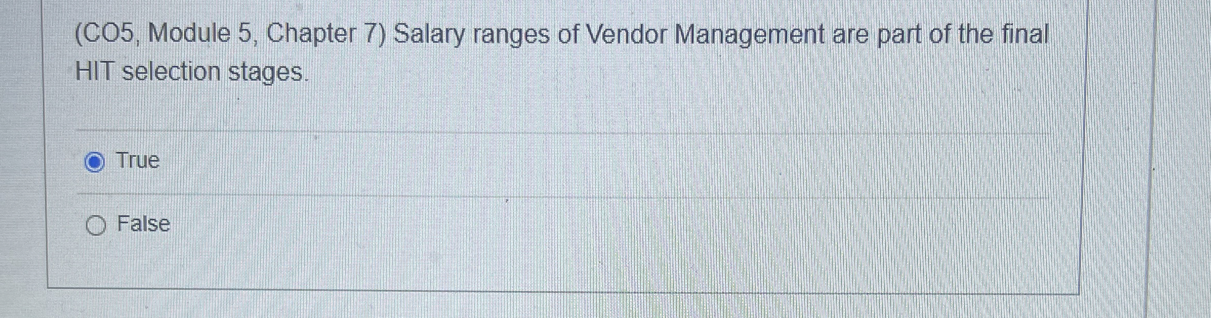  (C05, Module 5, Chapter 7) Salary ranges of Vendor Management are