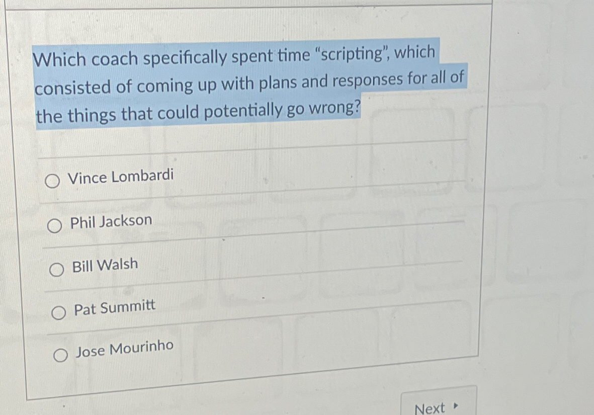  Which coach specifically spent time "scripting", which consisted of coming up