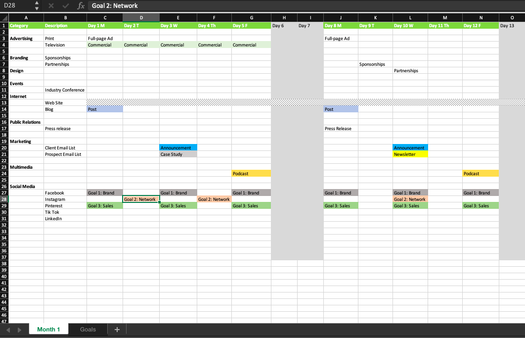  Instructions: Use the Excel template provided as a starting point for