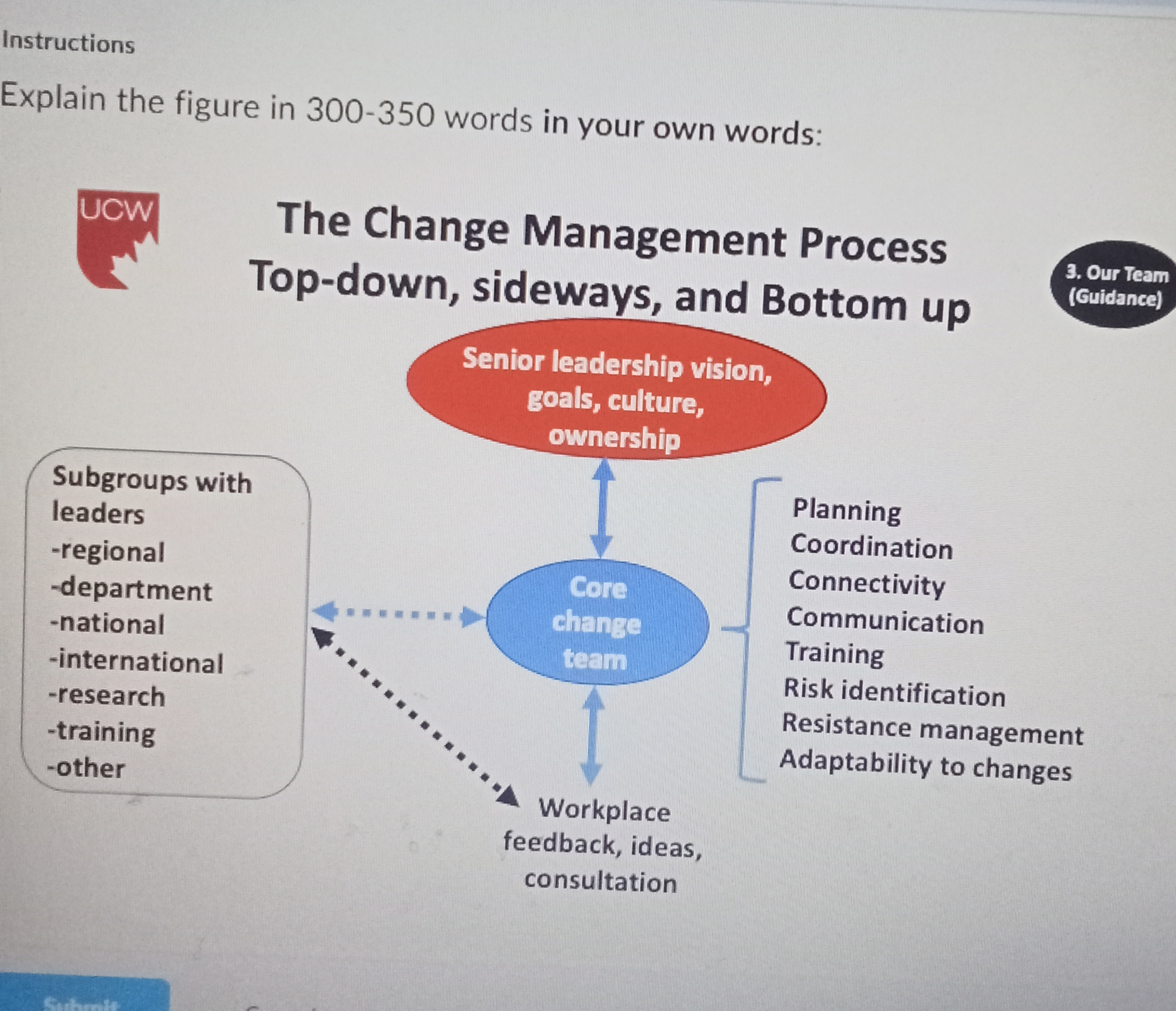  explain the figure change management process top down ,sidew sideways and
