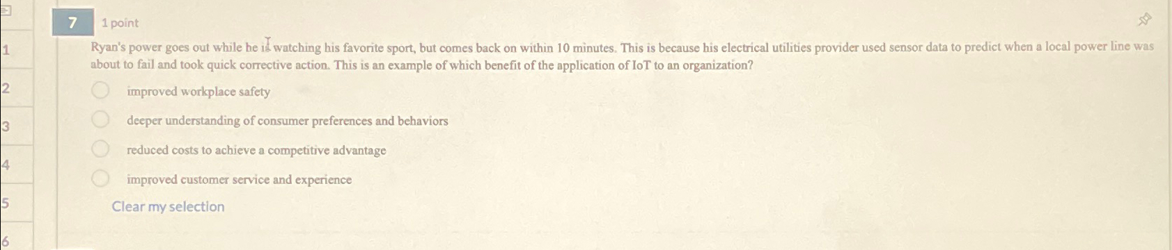  7 1 point Ryan's power goes out while he il watching