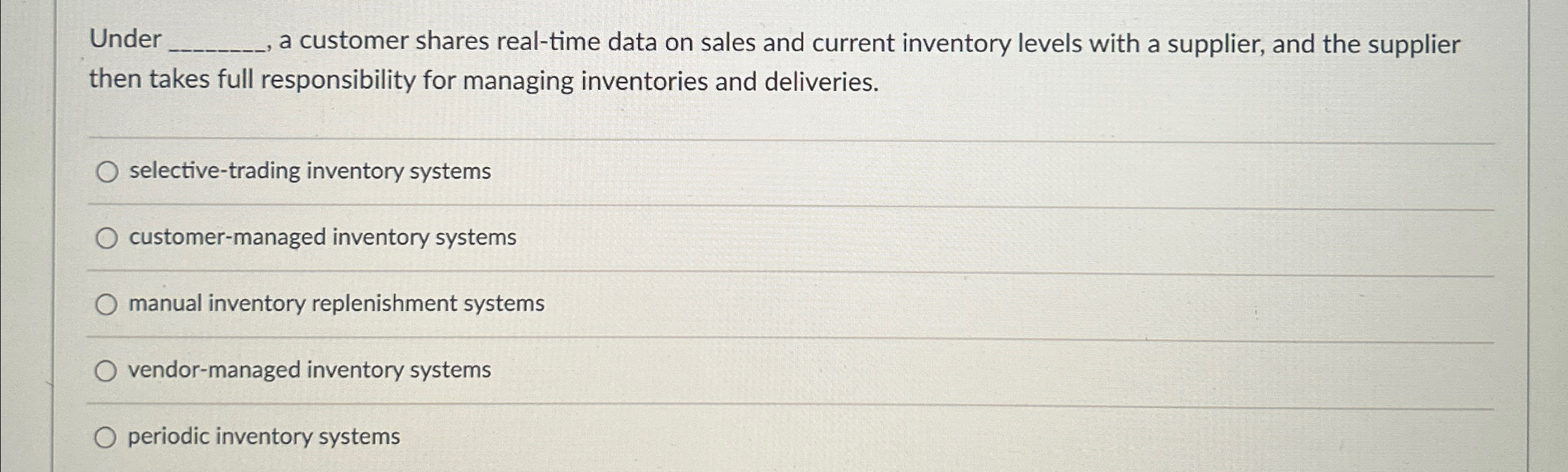  Under a customer shares real-time data on sales and current inventory