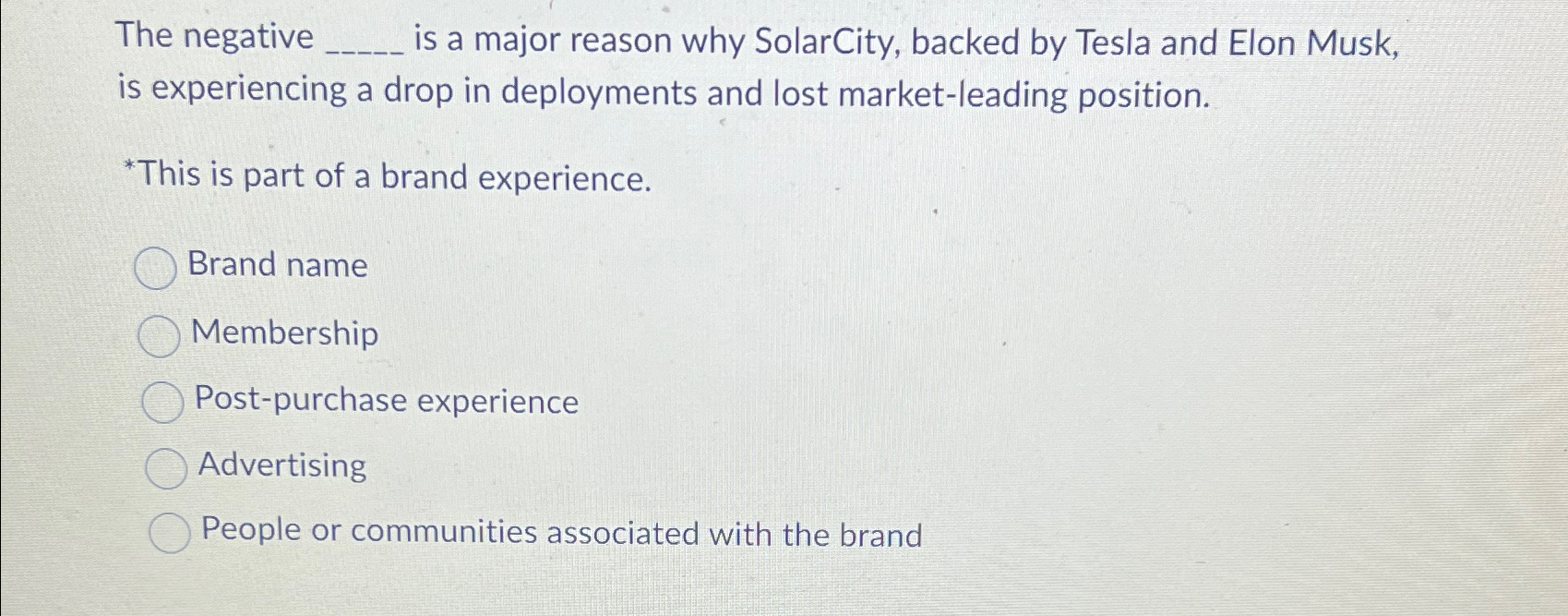  The negative , is a major reason why SolarCity, backed by