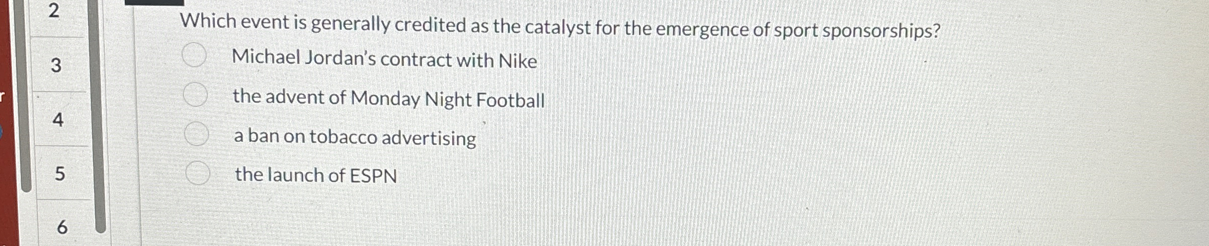  2 3 4 5 6 Which event is generally credited as