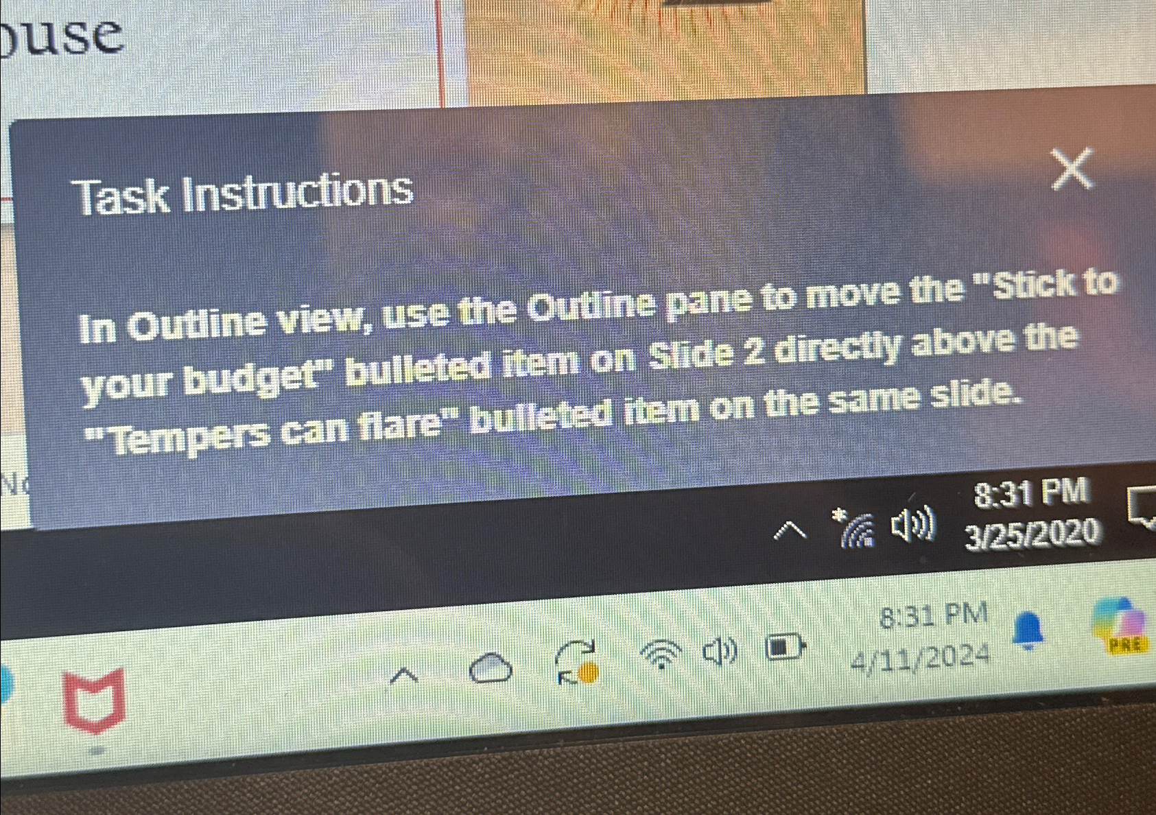  buse Task Instructions In Outine view, use the outline pane to
