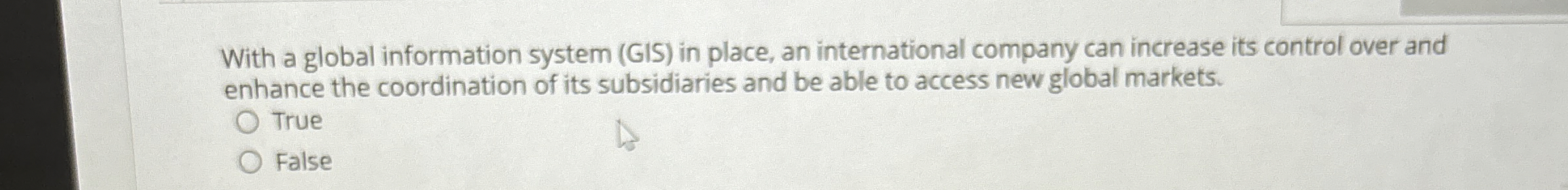  With a global information system (GIS) in place, an international company