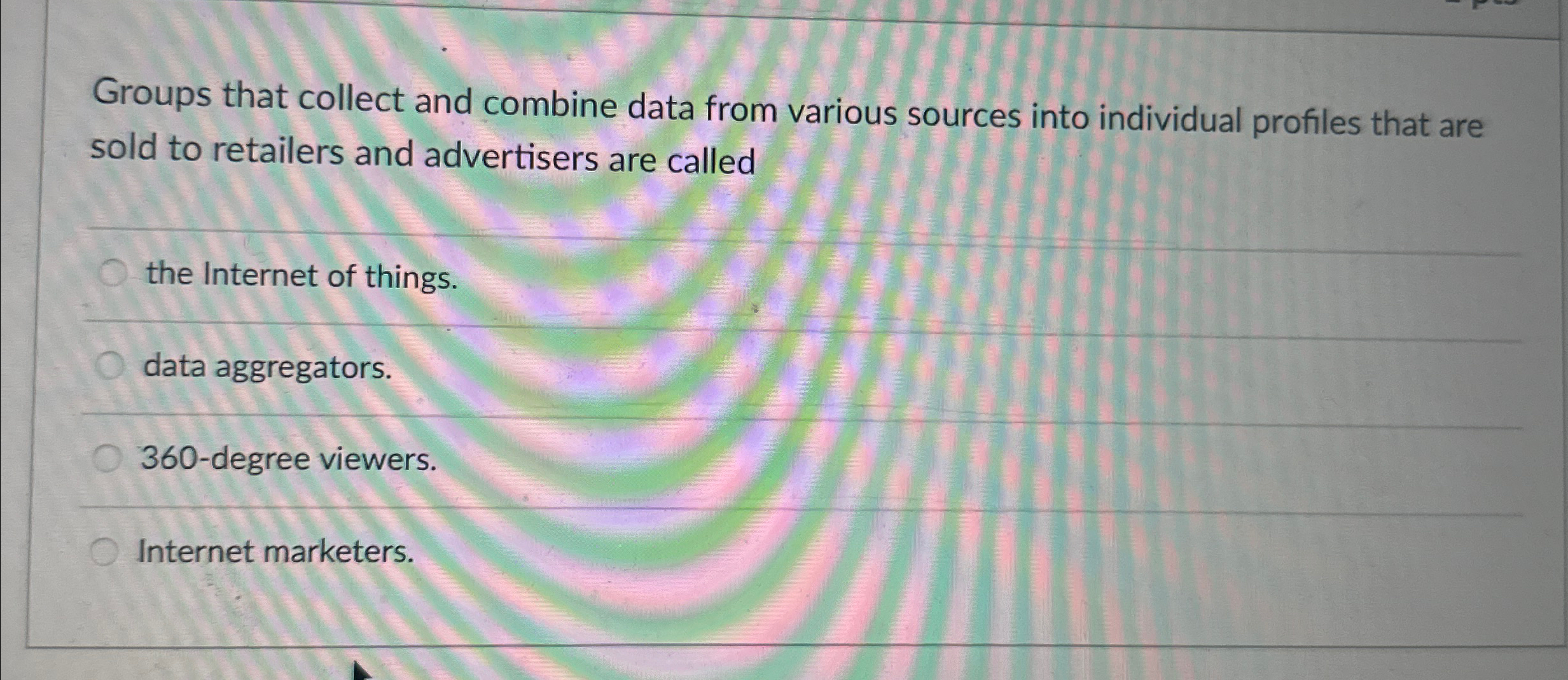  Groups that collect and combine data from various sources into individual