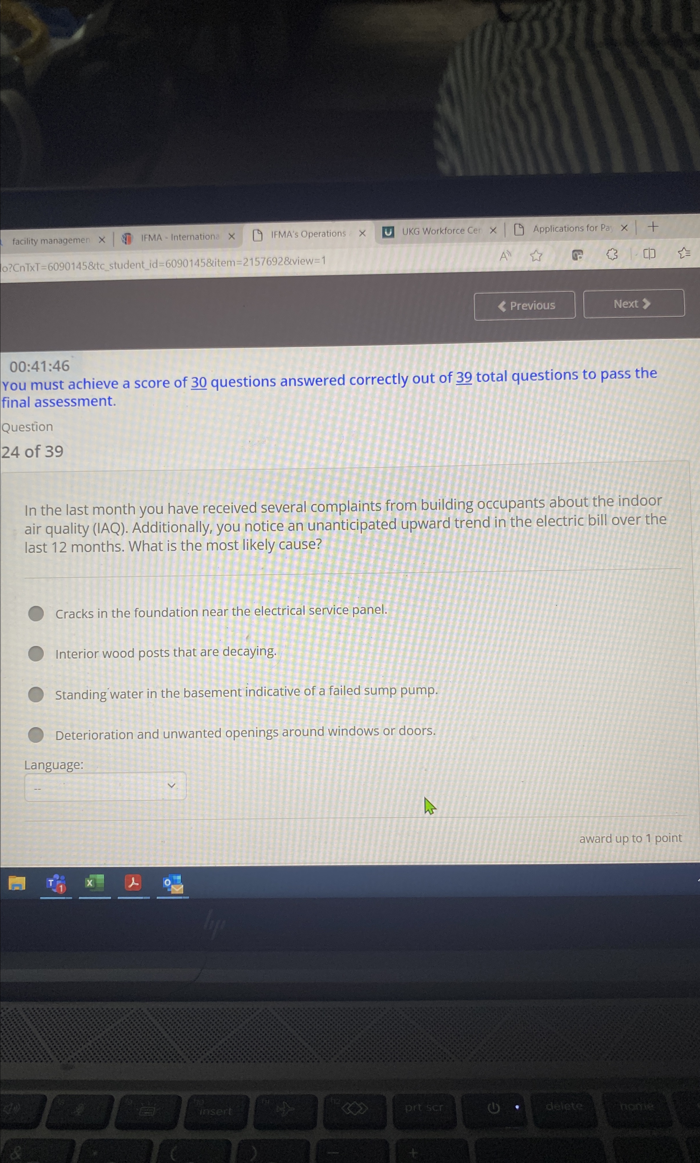  Previous Next 00:41:46 You must achieve a score of 30? questions