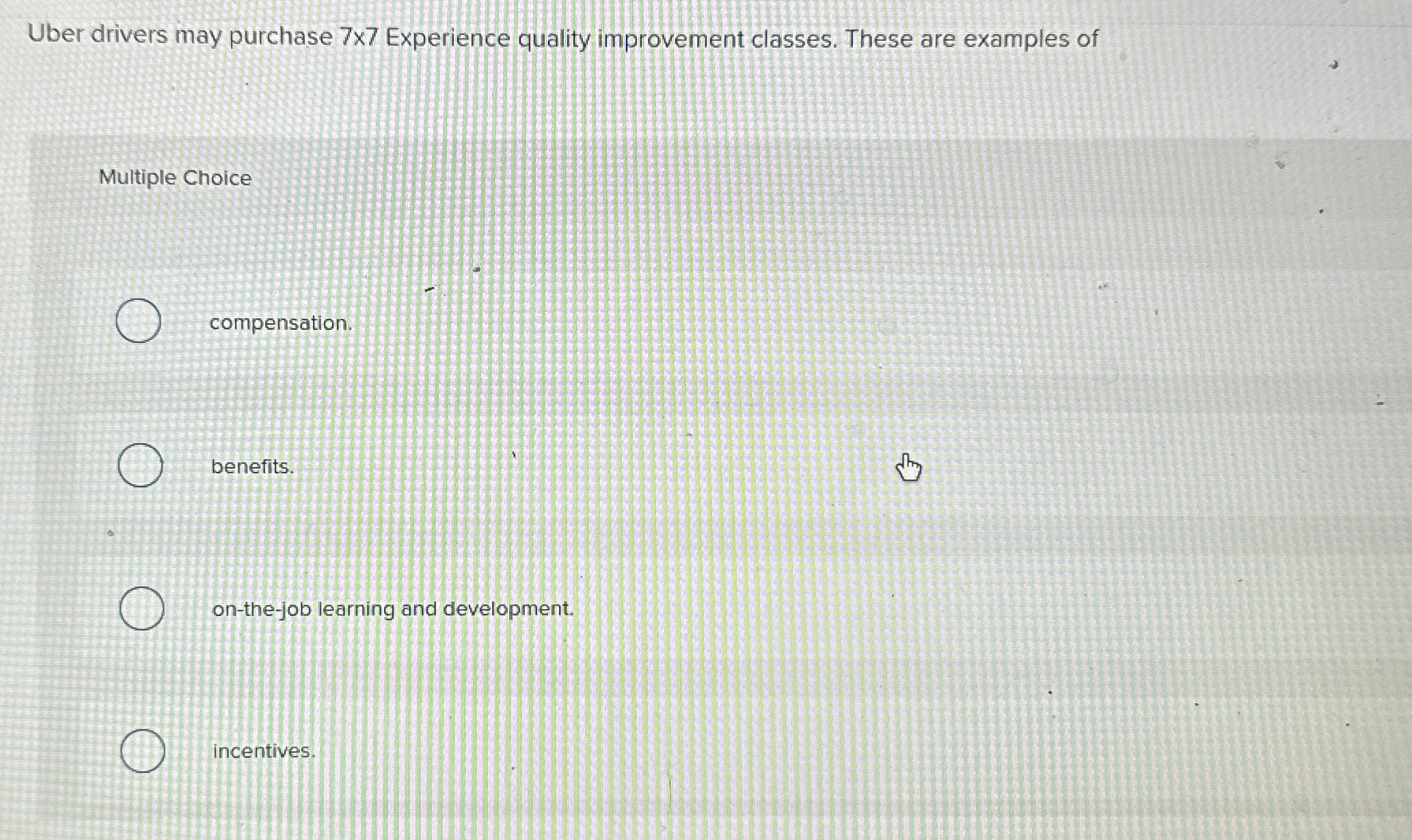  Uber drivers may purchase 77 Experience quality improvement classes. These are