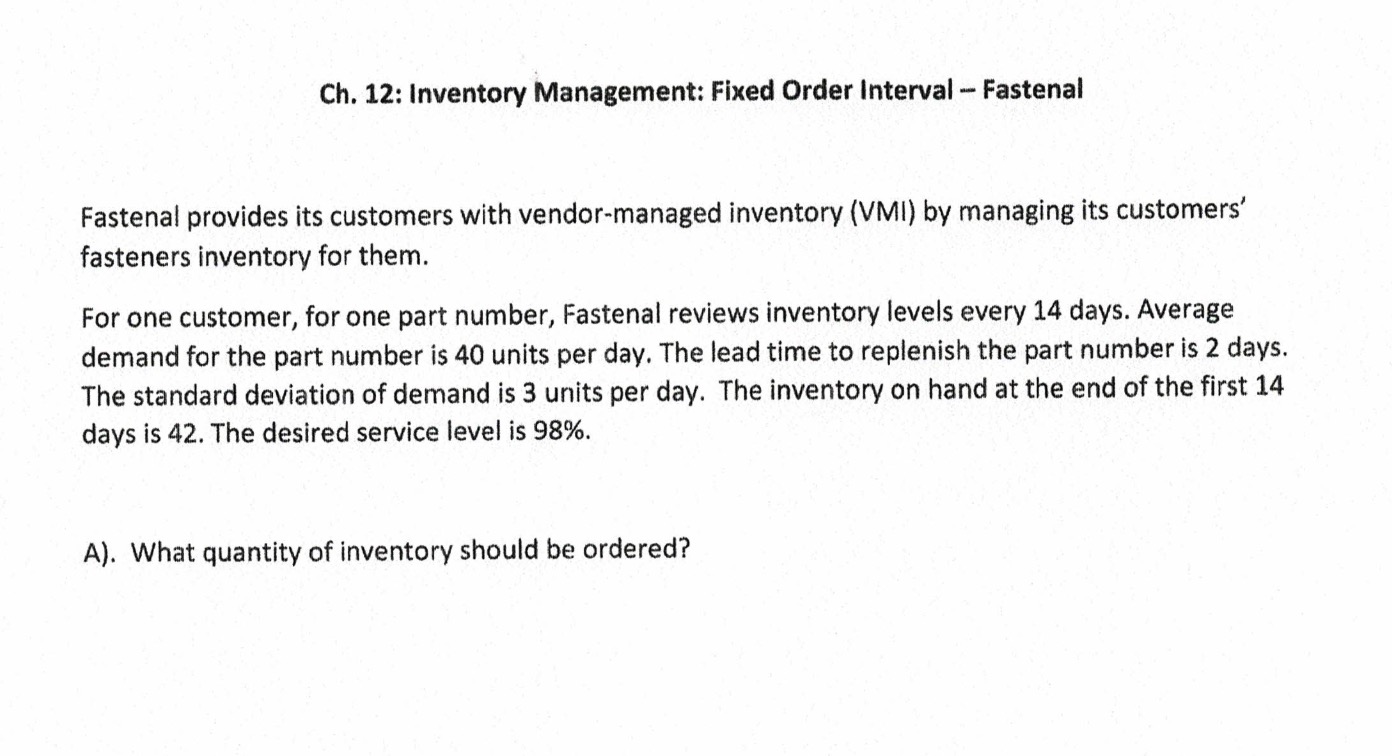  Ch.12: Inventory_.Management: Reorder Point and Safety Stock_Wheat_Flour_Manufacturing (5 pts)Ch.12: Inventory Management: