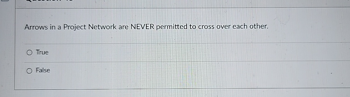  Arrows in a Project Network are NEVER permitted to cross over