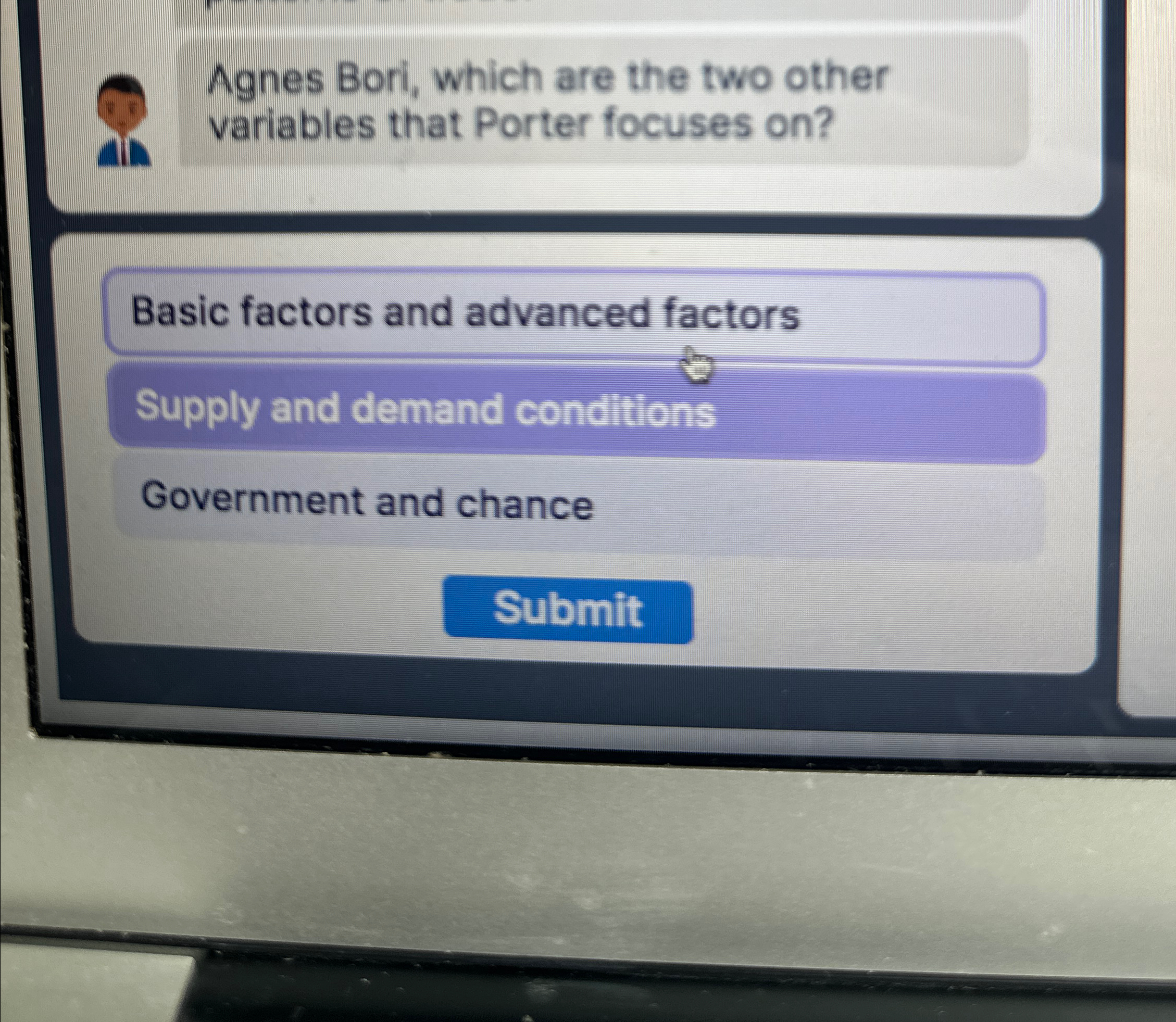  Agnes Bori, which are the two other variables that Porter focuses