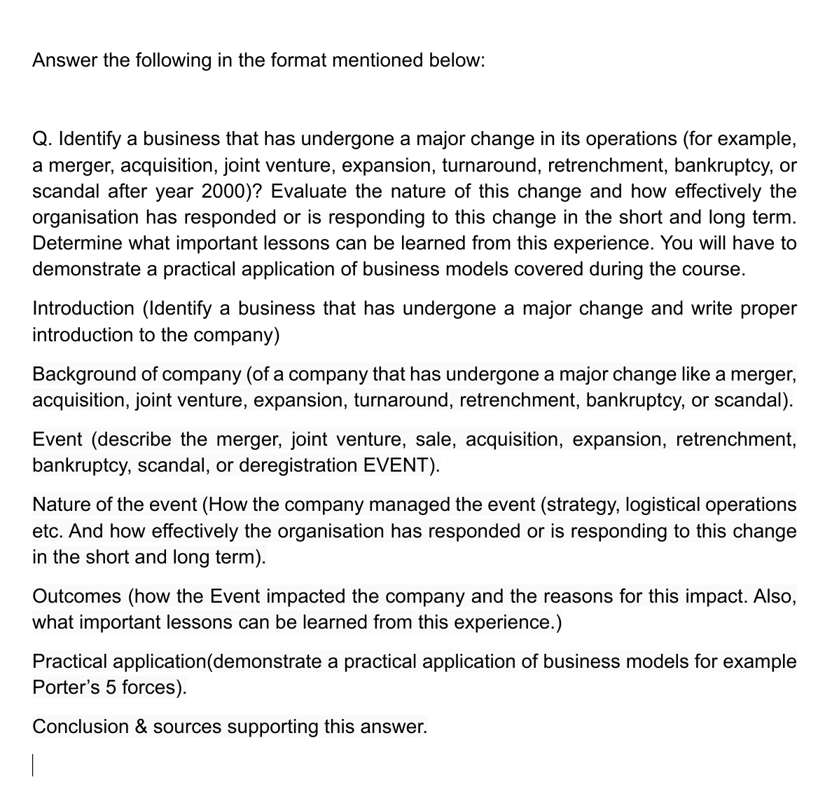  Answer the following in the format mentioned below: Q. Identify a