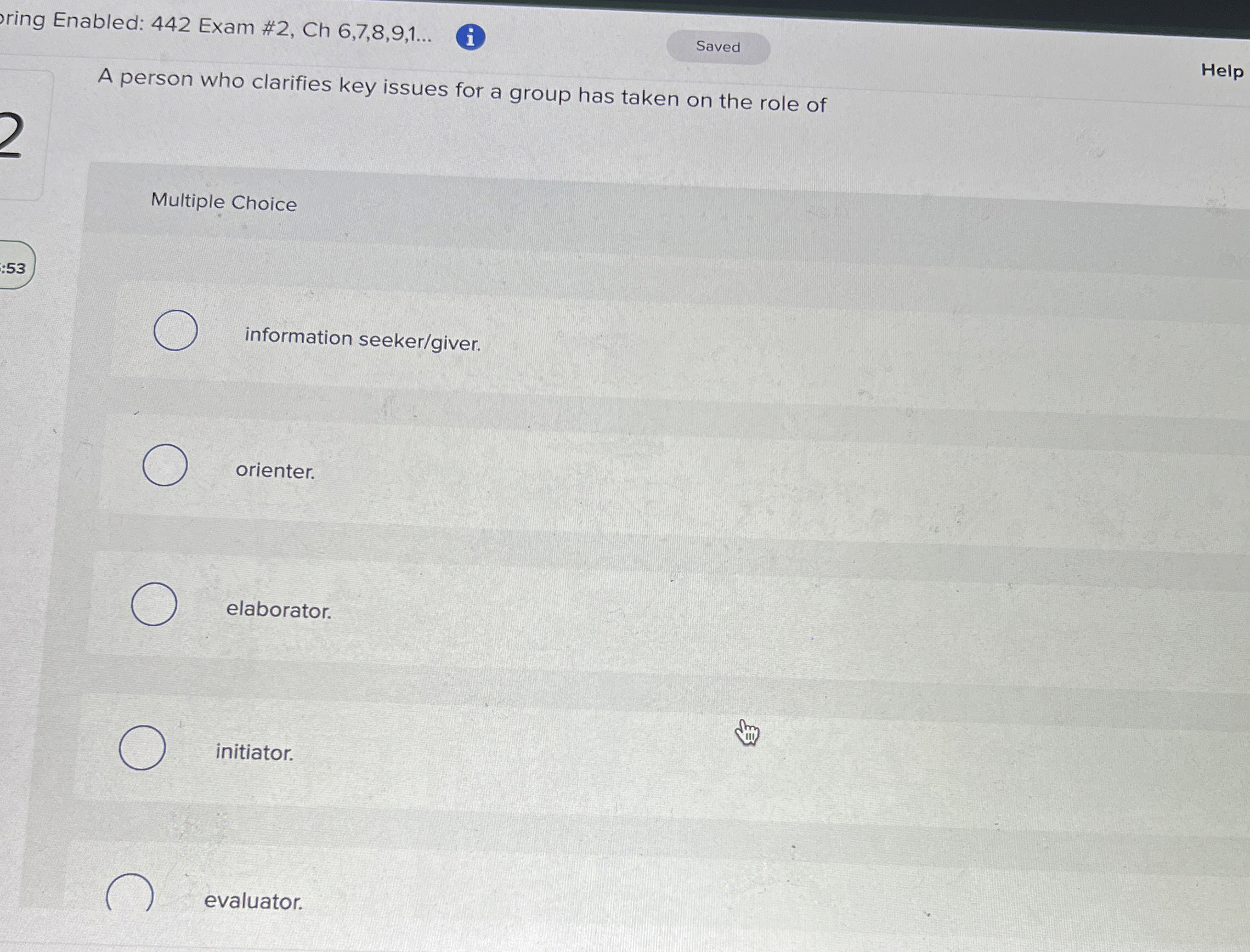  ring Enabled: 442 Exam #2, Ch 6,7,8,9,1... ( Help A person