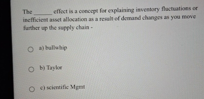  The effect is a concept for explaining inventory fluctuations or inefficient