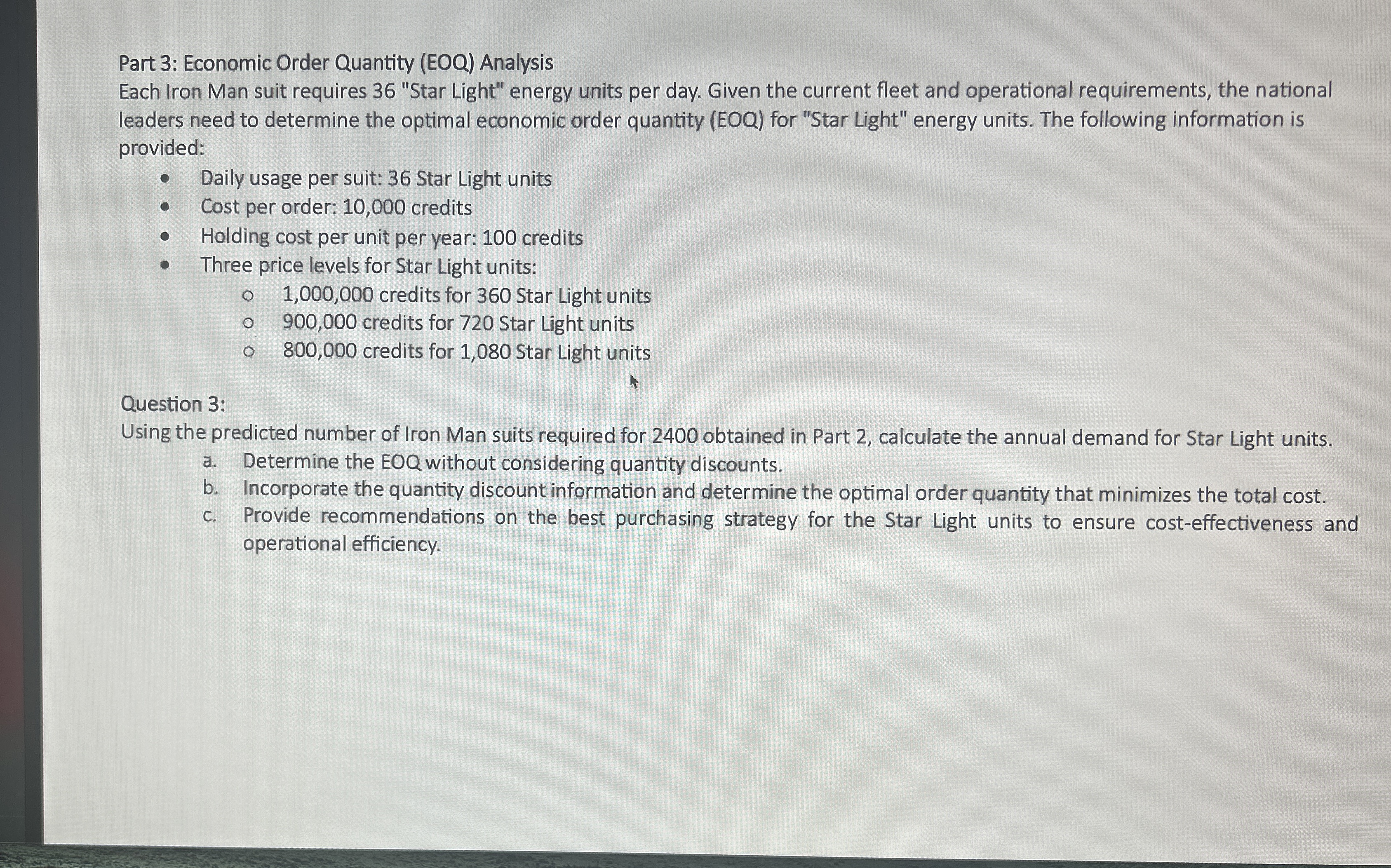  Part 3: Predicted suits in 2040 should be 520. Economic Order