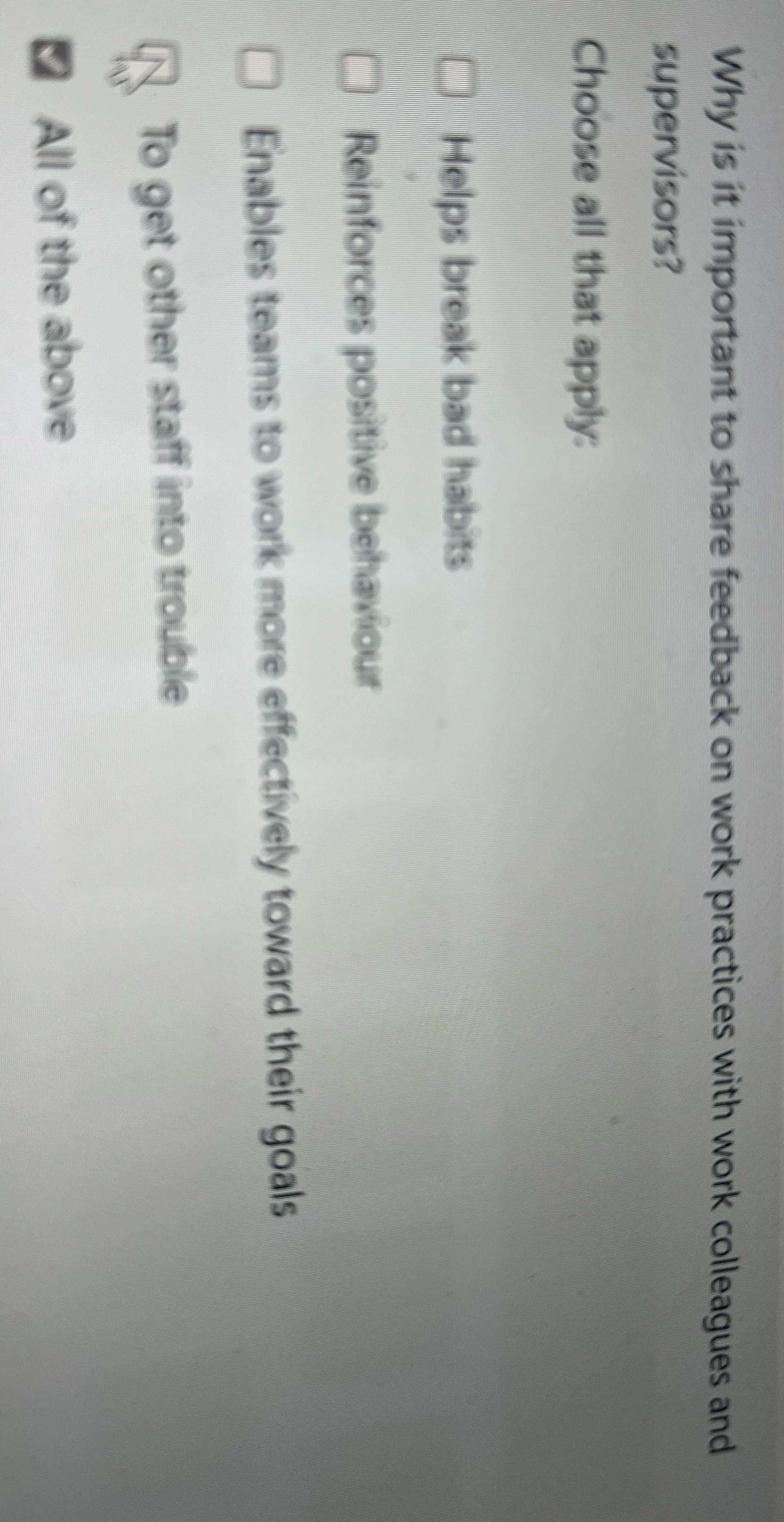  Why is it important to share feedback on work practices with