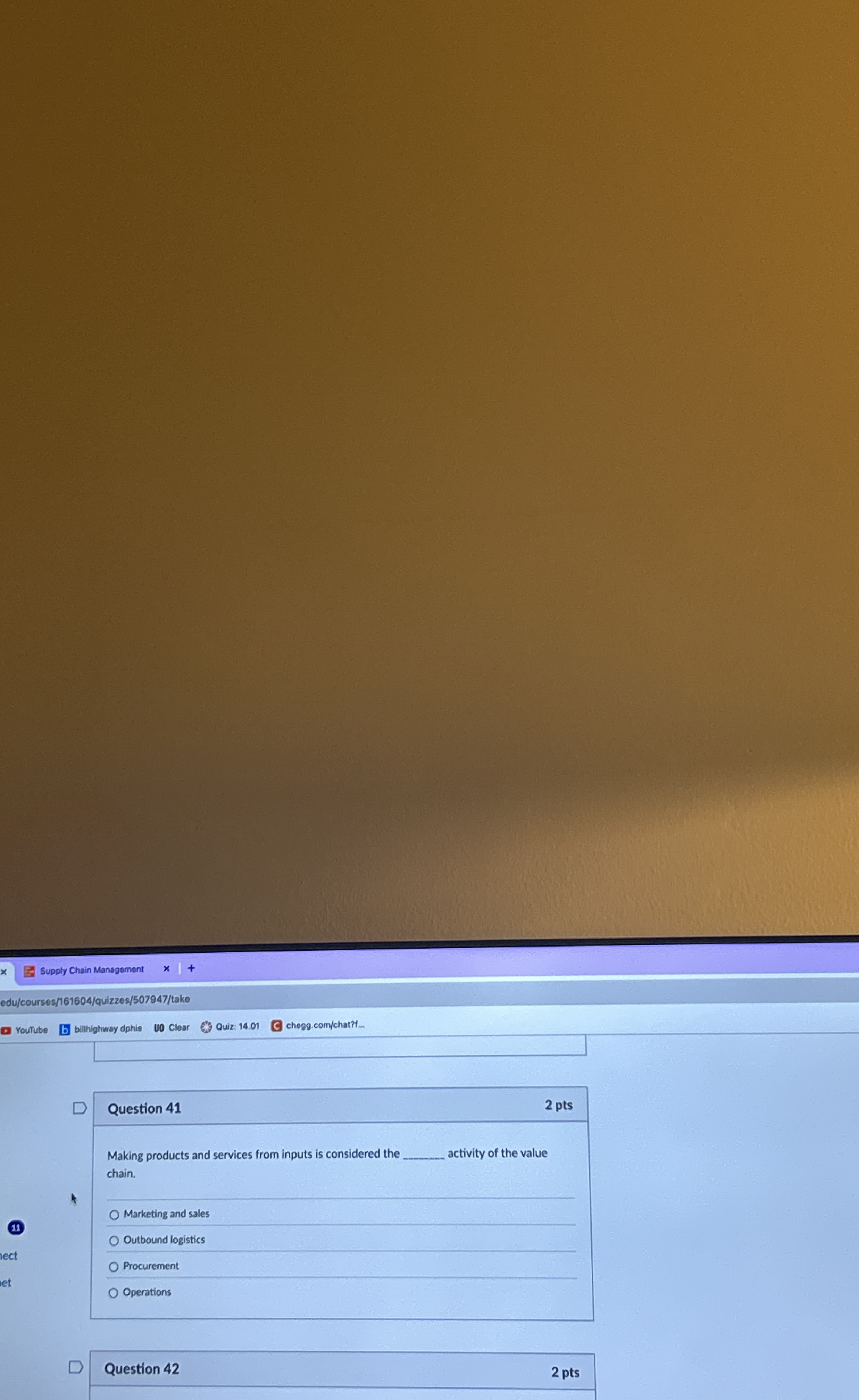  Question 41 Making products and services from inputs is considered the