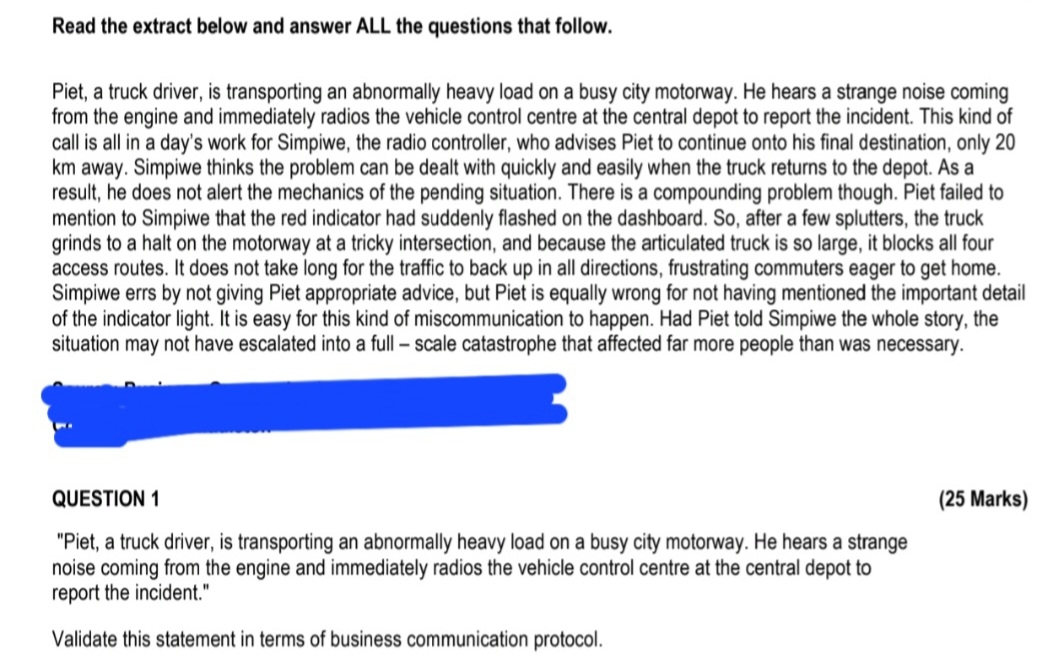  Read the extract below and answer ALL the questions that follow.