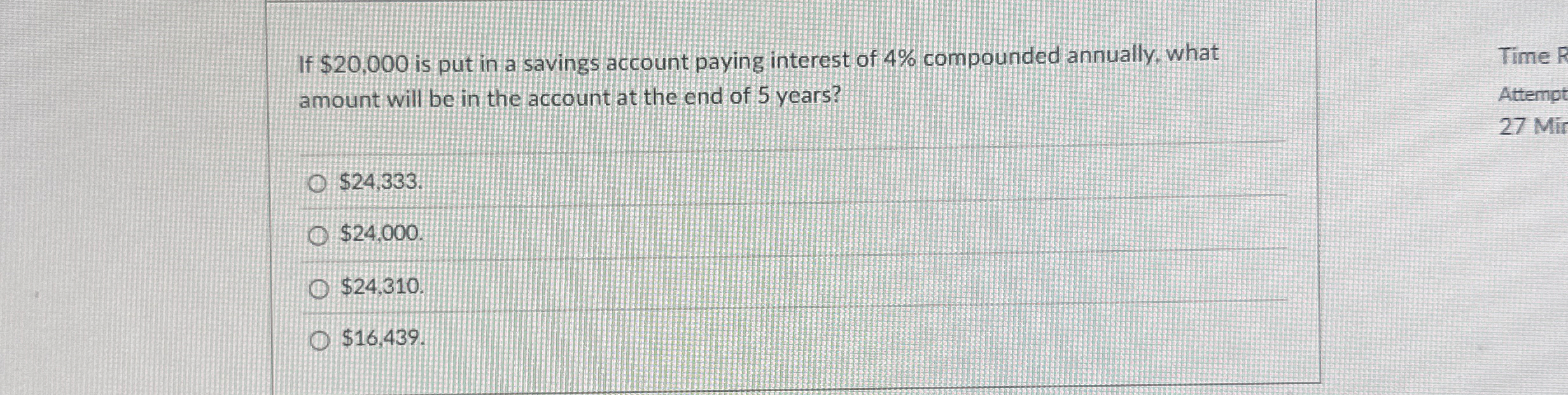  If $20,000 is put in a savings account paying interest of