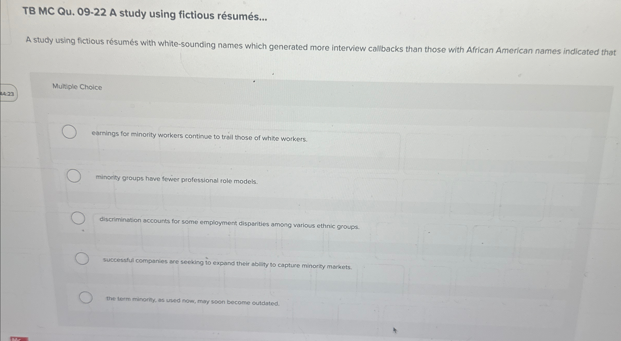  TB MC Qu.09-22 A study using fictious rsums... A study using