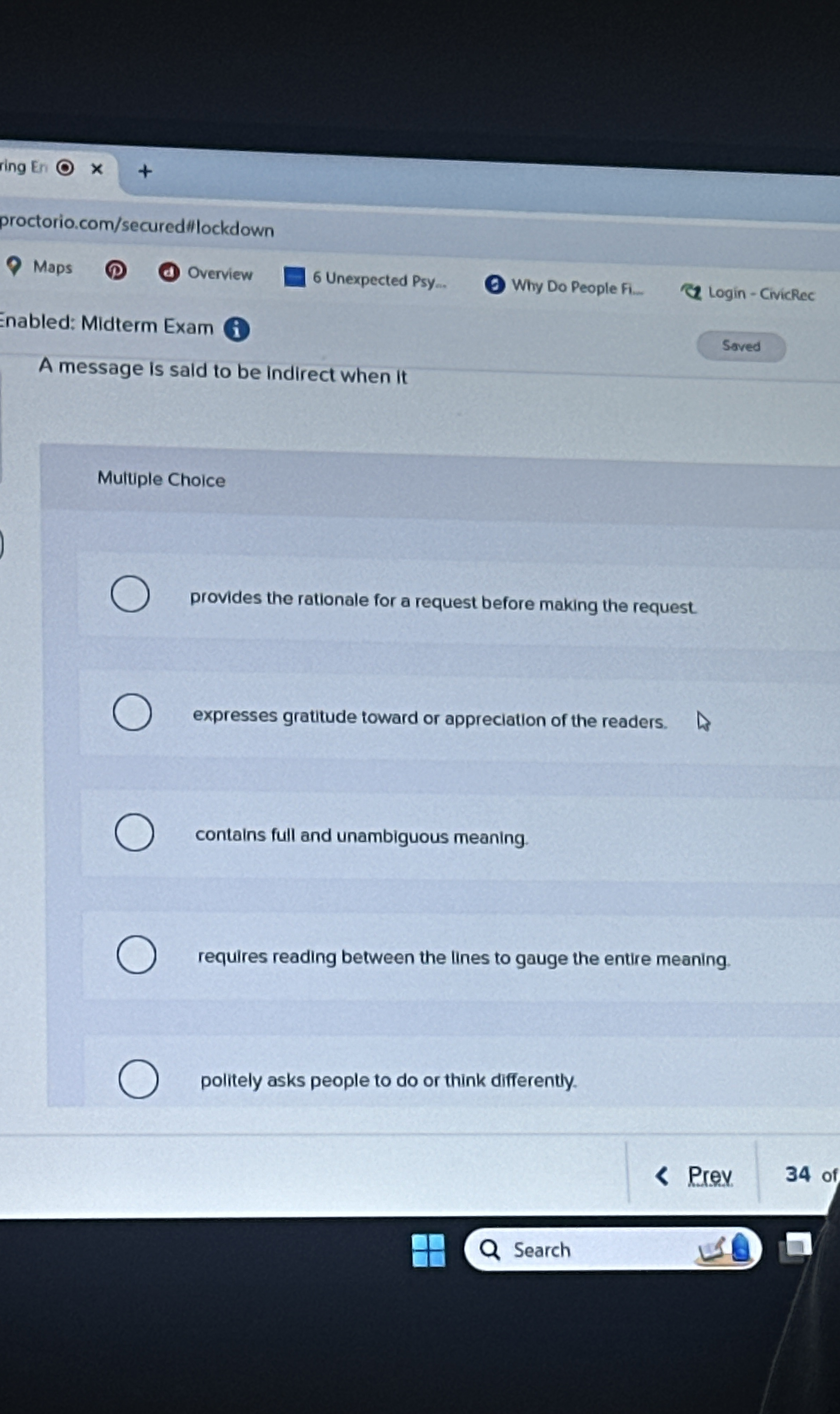  A message is said to be indirect when it Mutuiple Choice