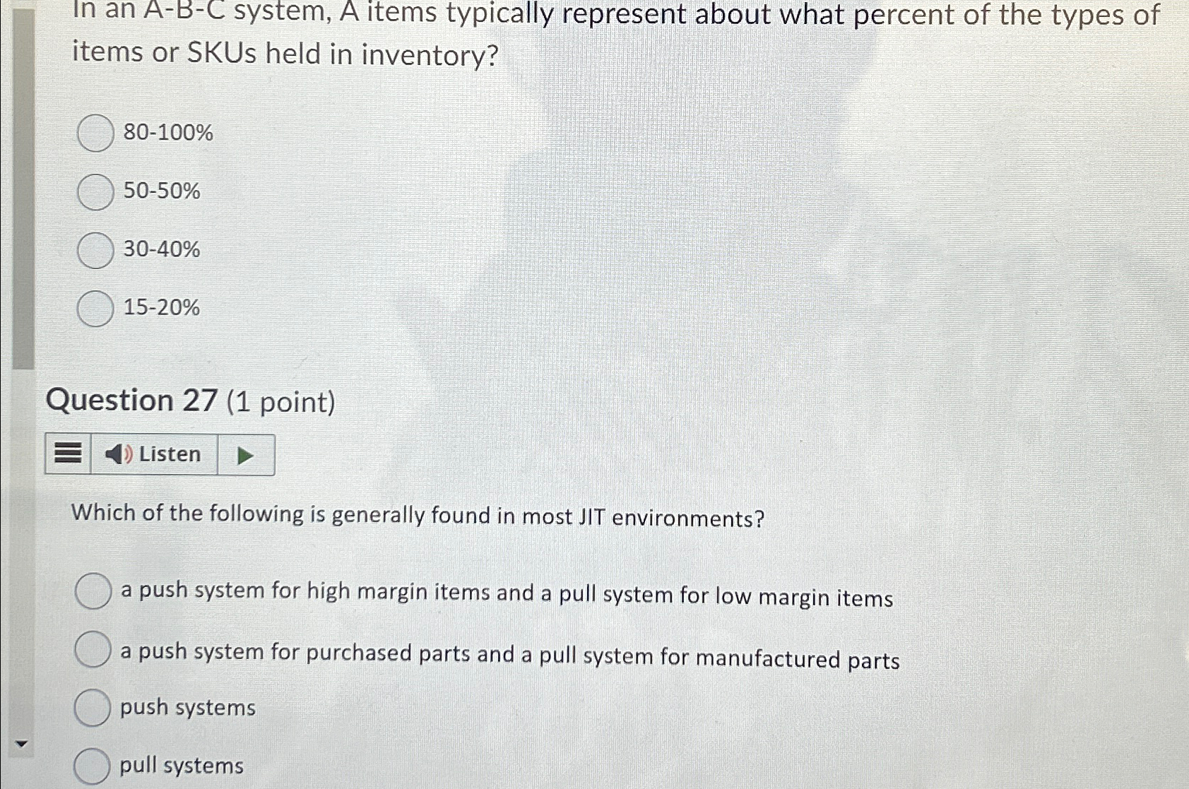  In an A-B-C system, A items typically represent about what percent