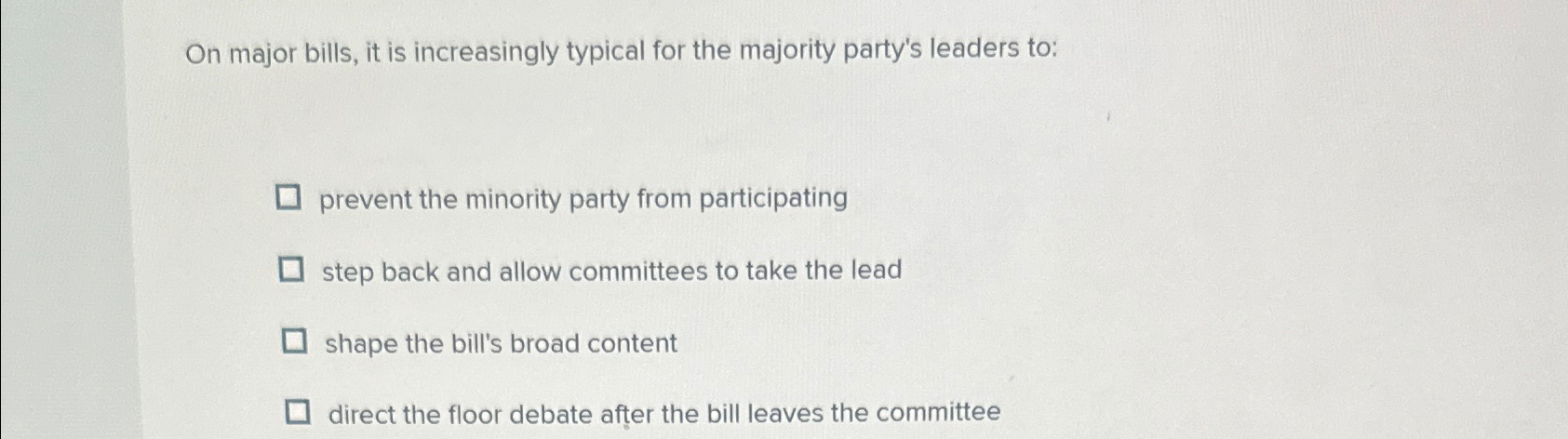  On major bills, it is increasingly typical for the majority party's