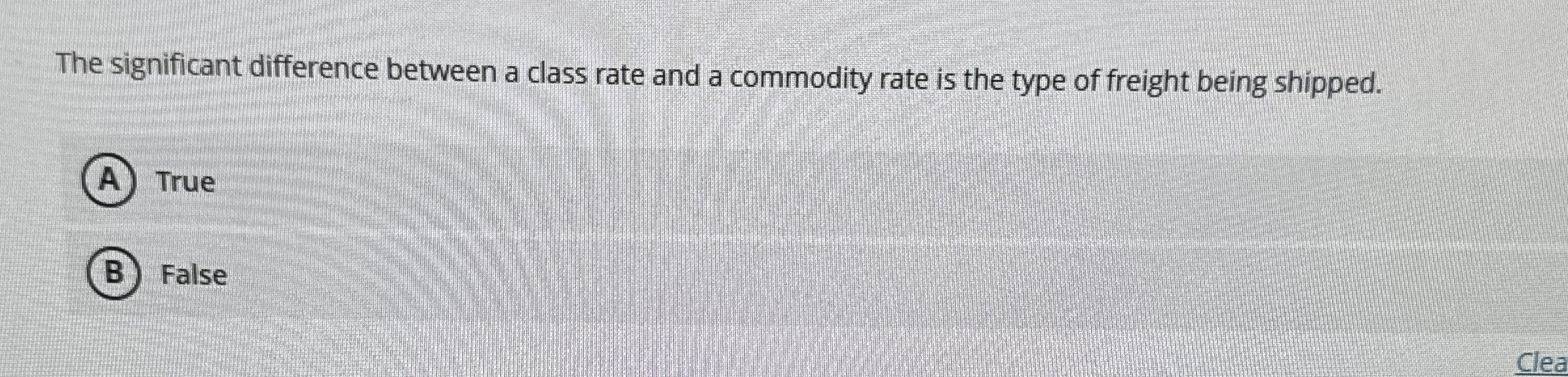  The significant difference between a class rate and a commodity rate