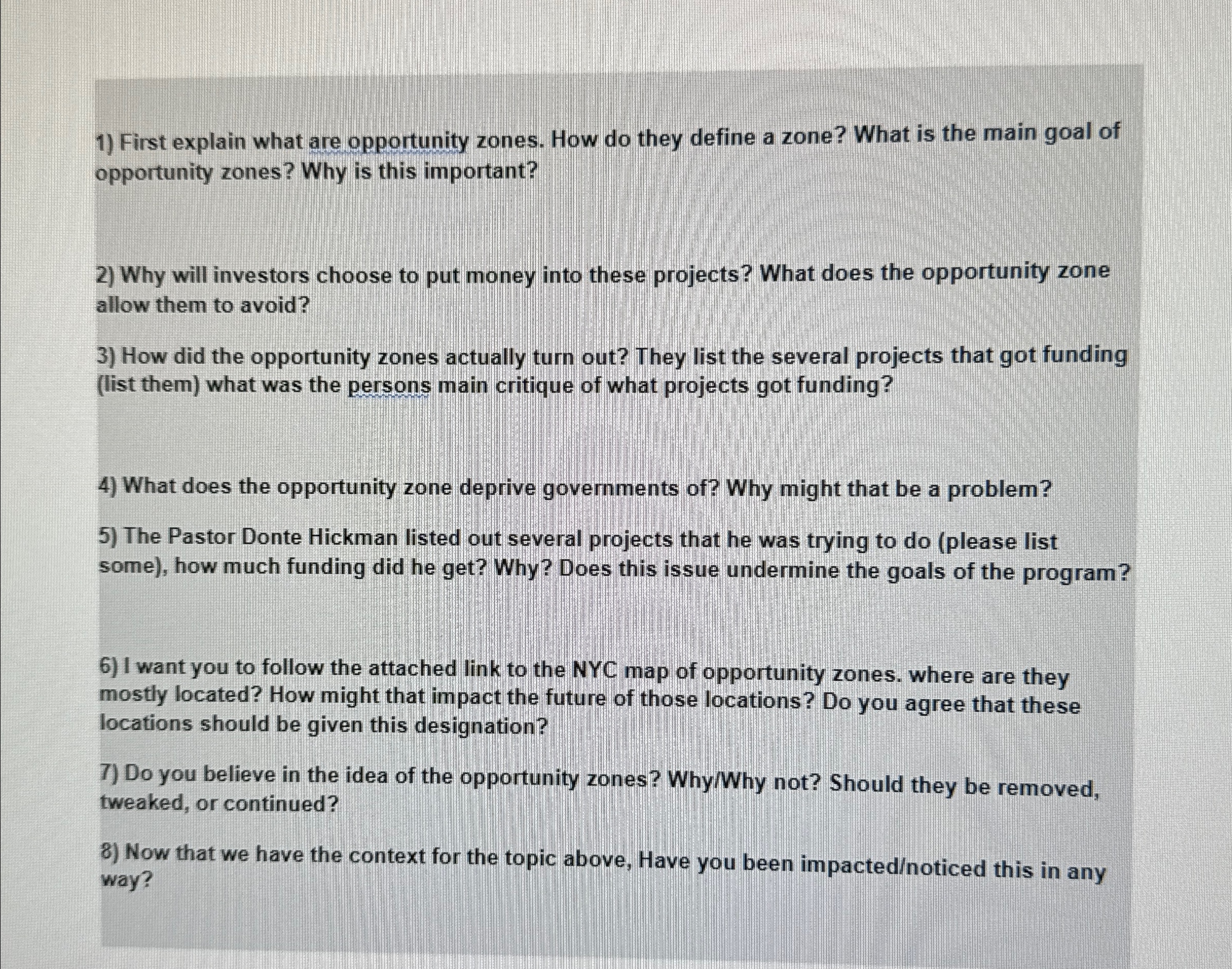  First explain what are opportunity zones. How do they define a