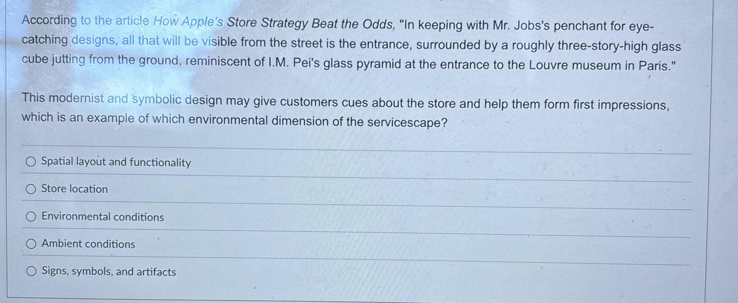  According to the article How Apple's Store Strategy Beat the Odds,